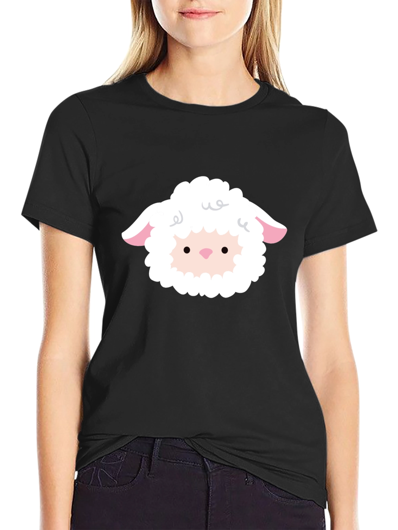 Cute Sheep Graphic T-Shirt - Black Unisex