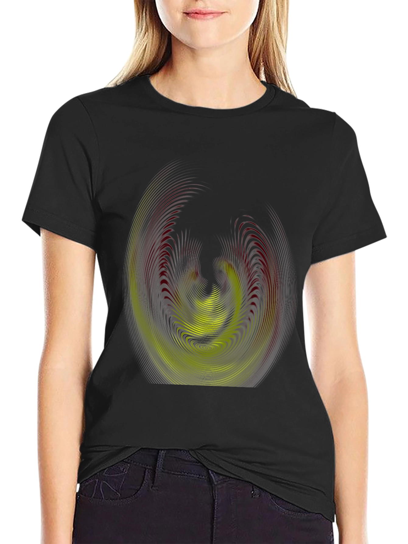 Abstract Swirl Graphic Print Tee - Modern Style