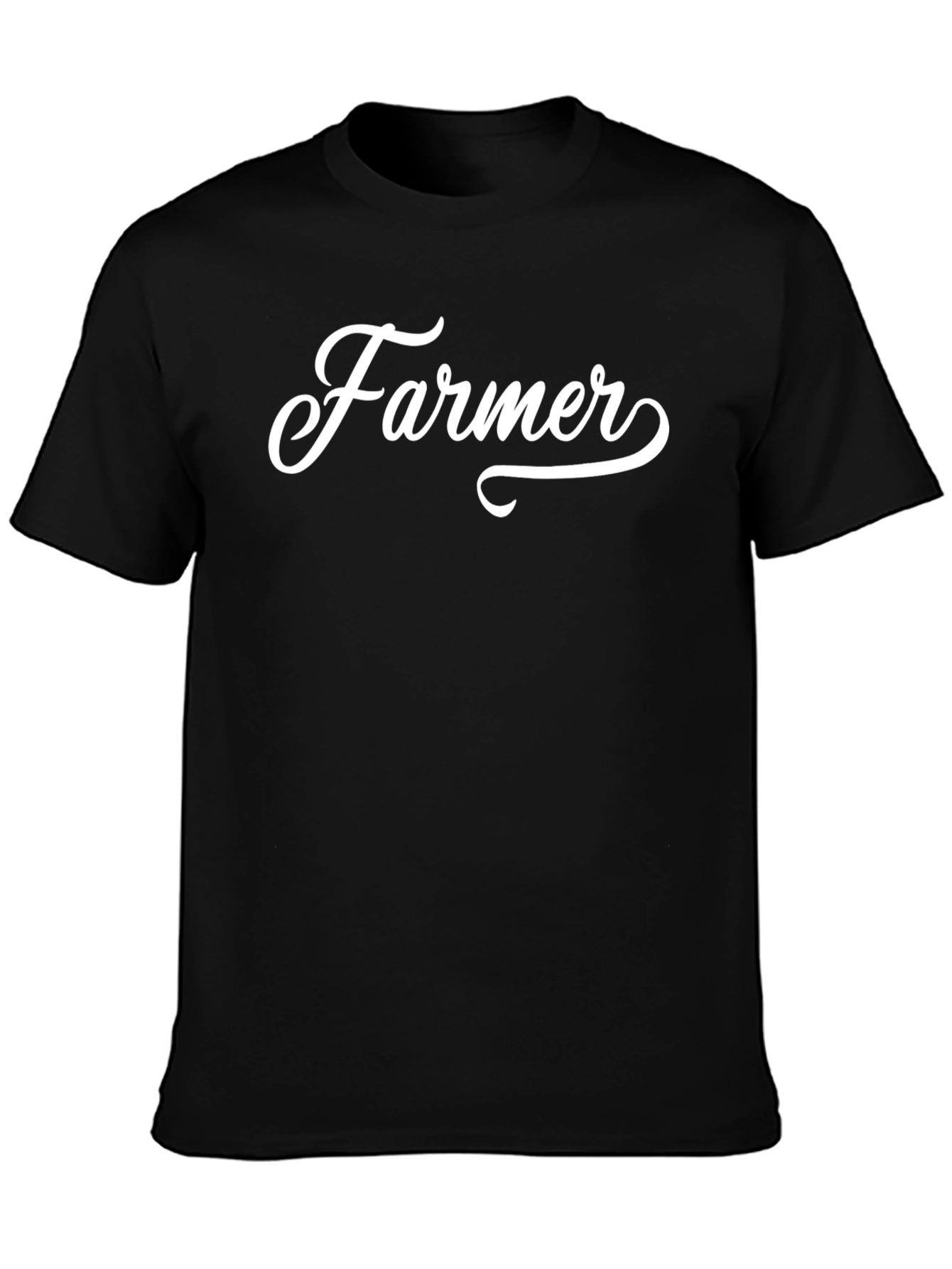 Farmer Script Graphic Tee - Soft Black Cotton