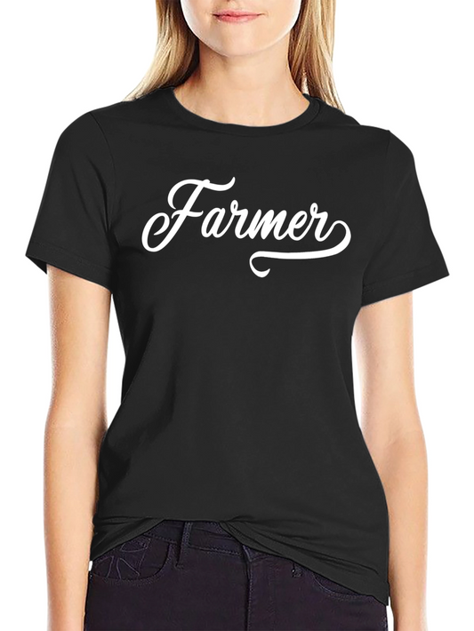 Farmer Script Graphic Tee - Soft Black Cotton