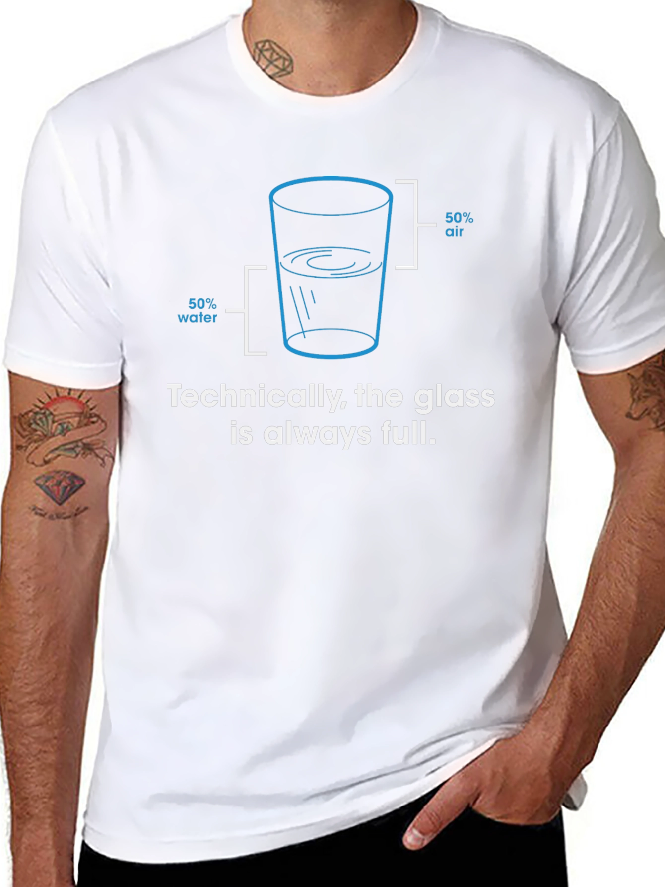 Always Full Glass Humor Graphic Tee - Black