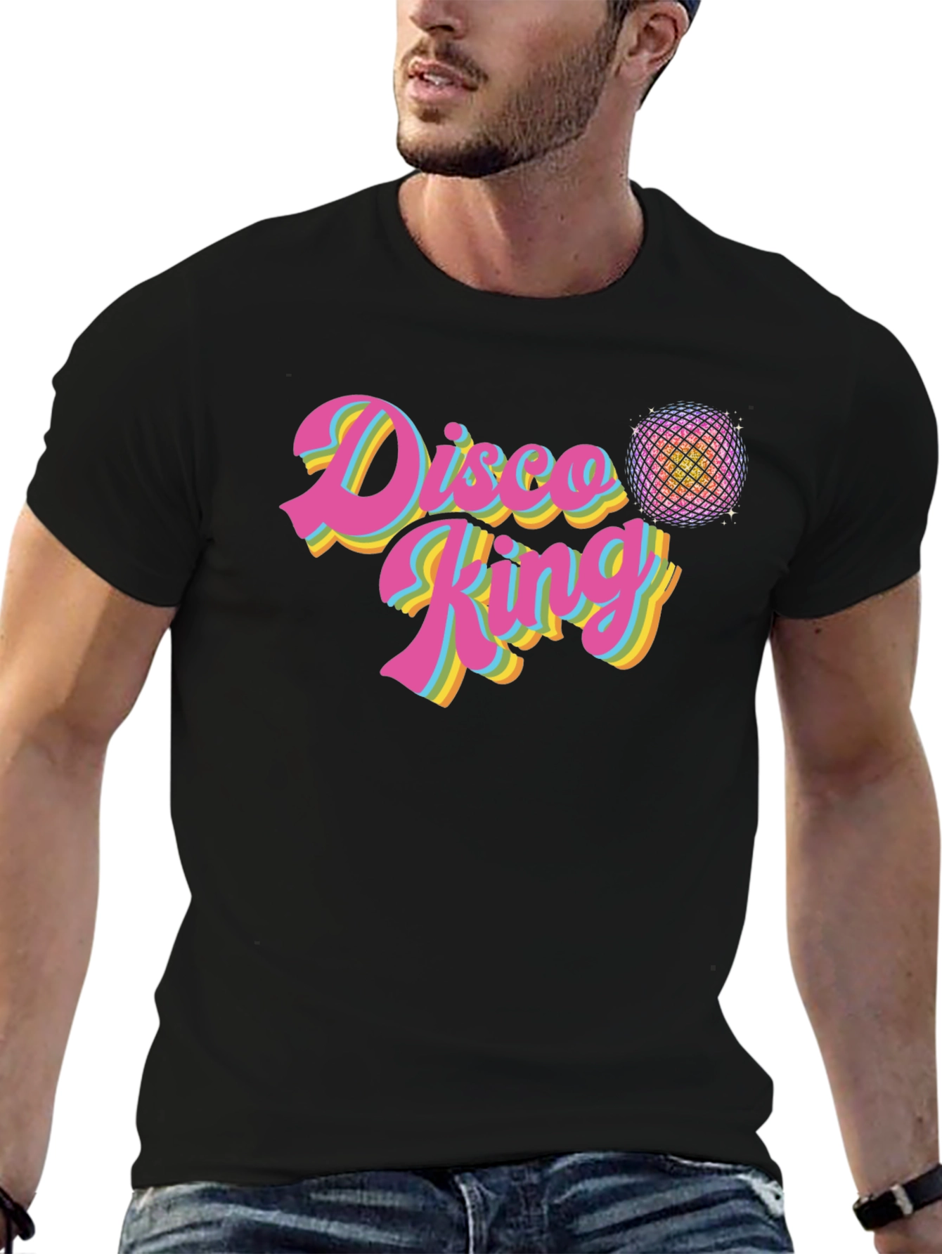 Disco King Retro T-Shirt - Black Cotton Tee