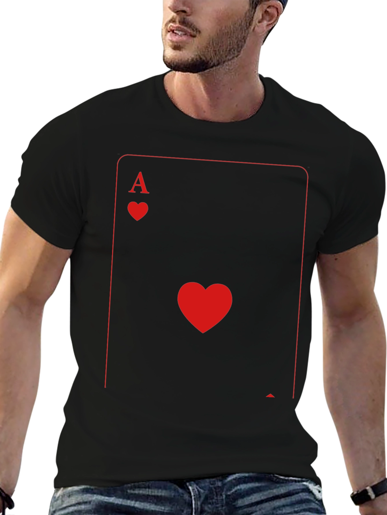Ace of Hearts Graphic Tee - Black Crew Neck