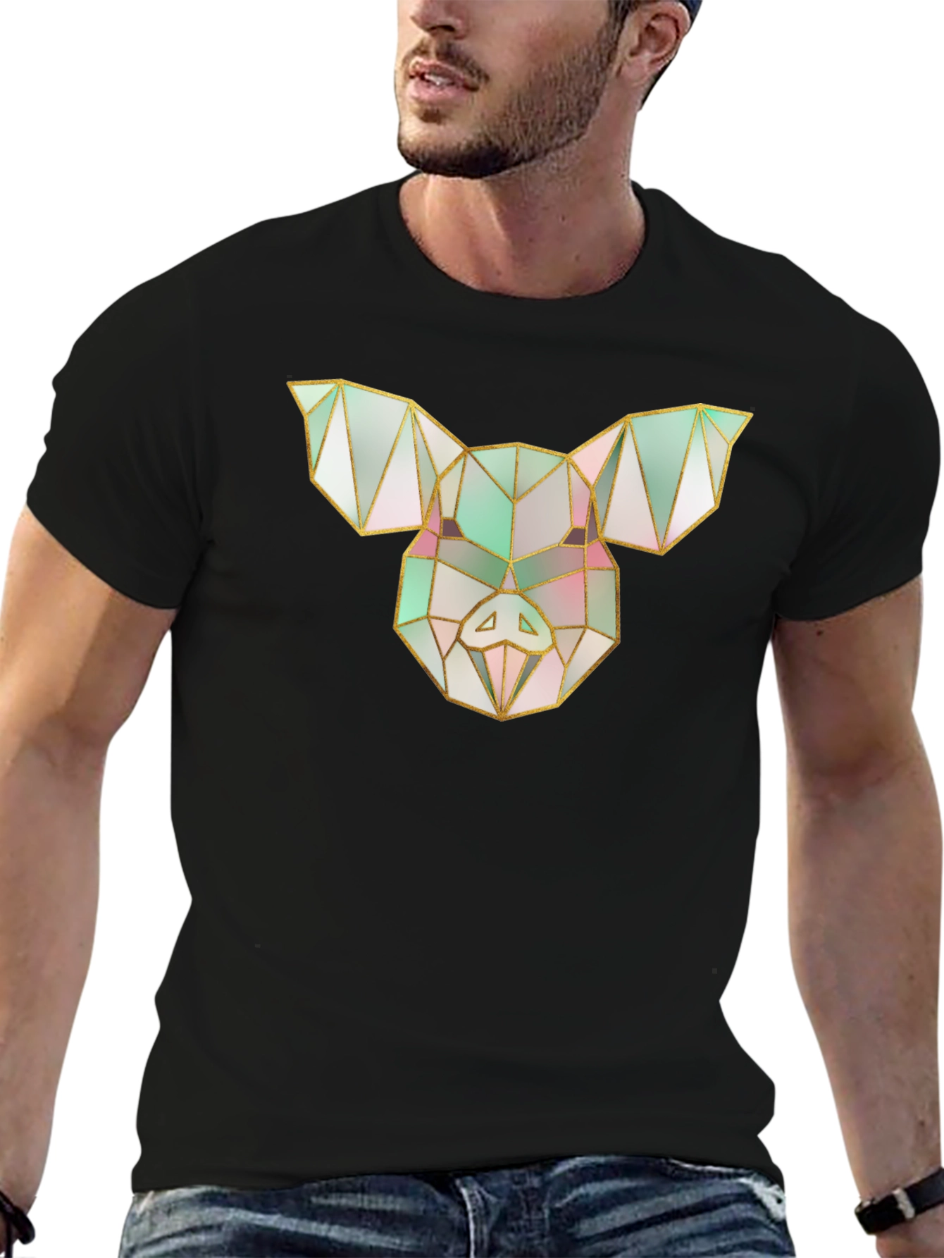 Geometric Pig Tee - Modern Graphic Print
