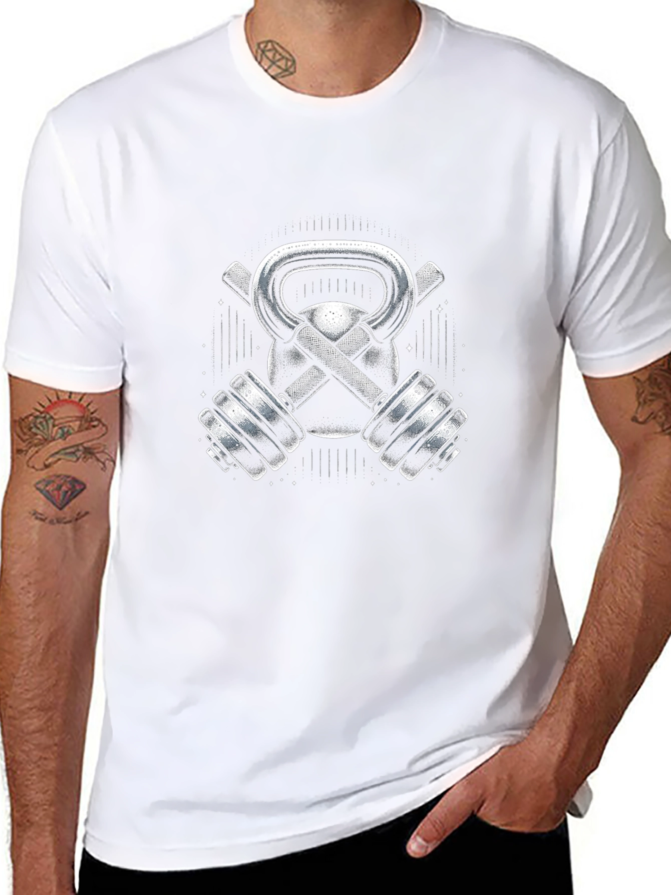 Gym Kettlebell & Barbell T-Shirt - Black