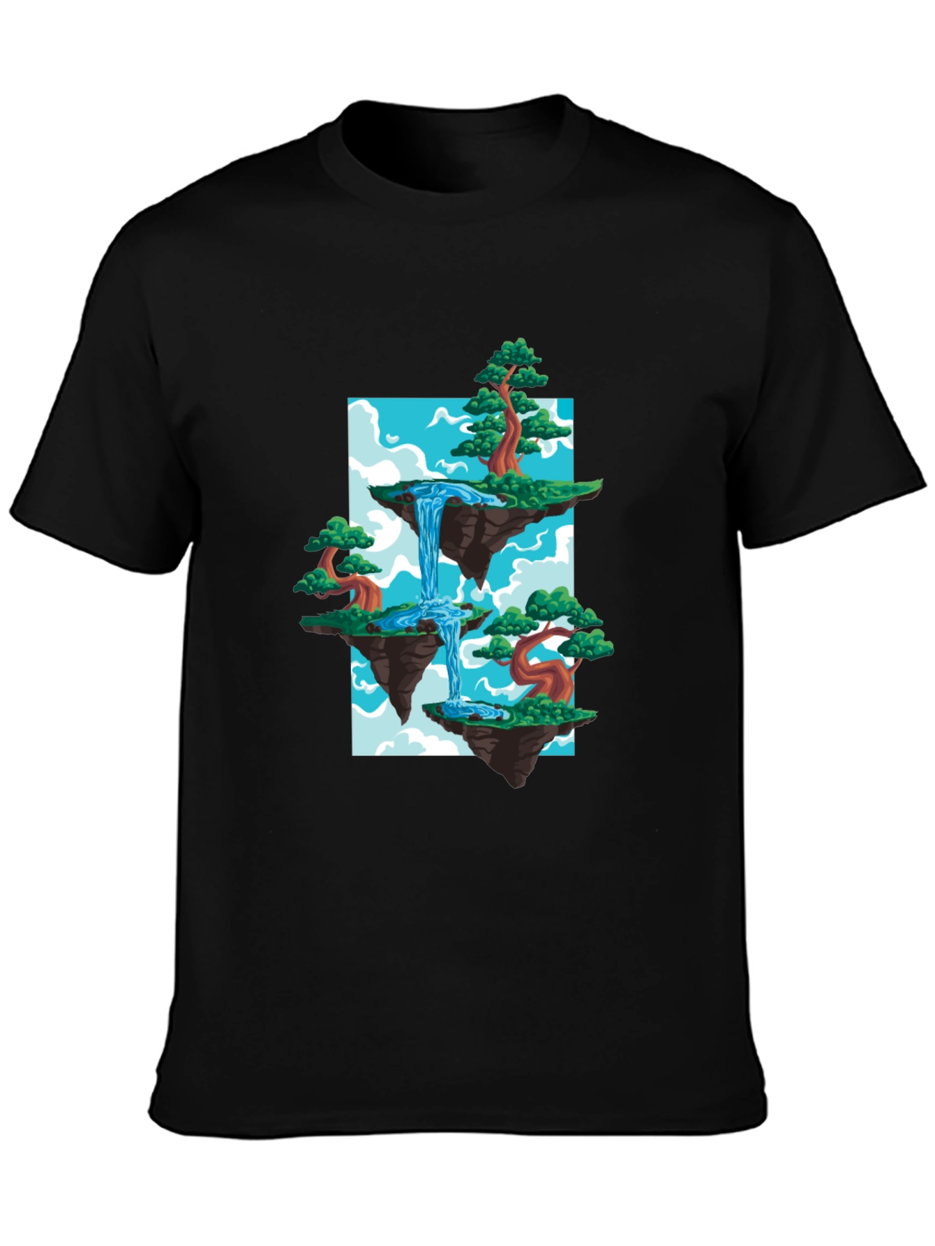 Waterfall Island Graphic Tee - Black T-Shirt