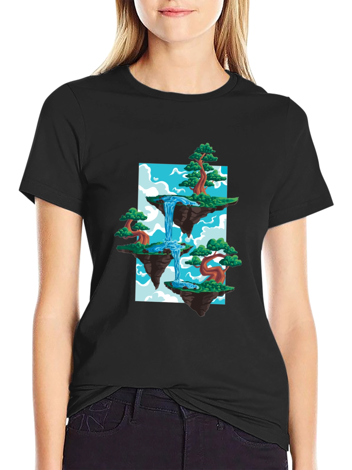 Waterfall Island Graphic Tee - Black T-Shirt