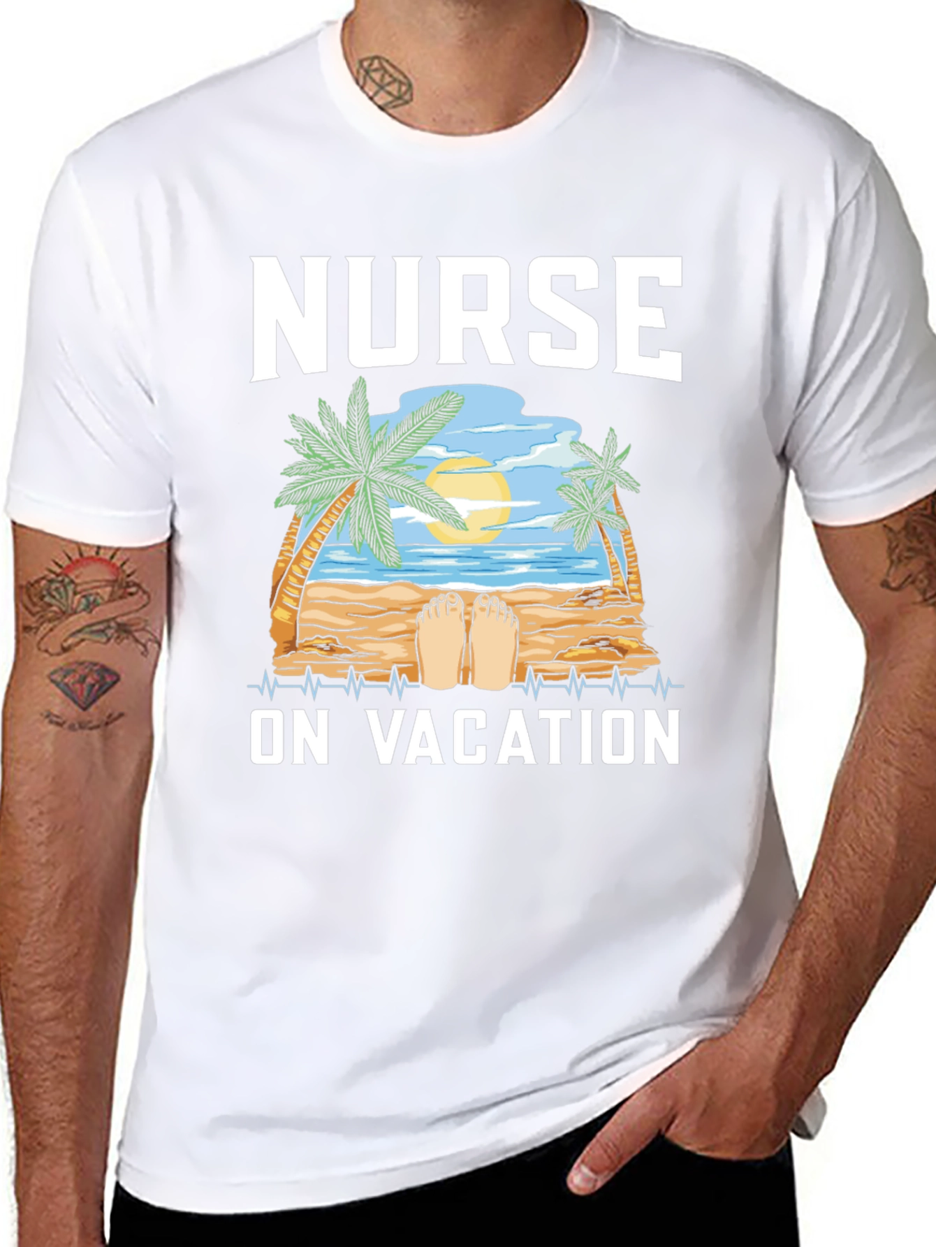 Nurse On Vacation T-Shirt - Beach Design