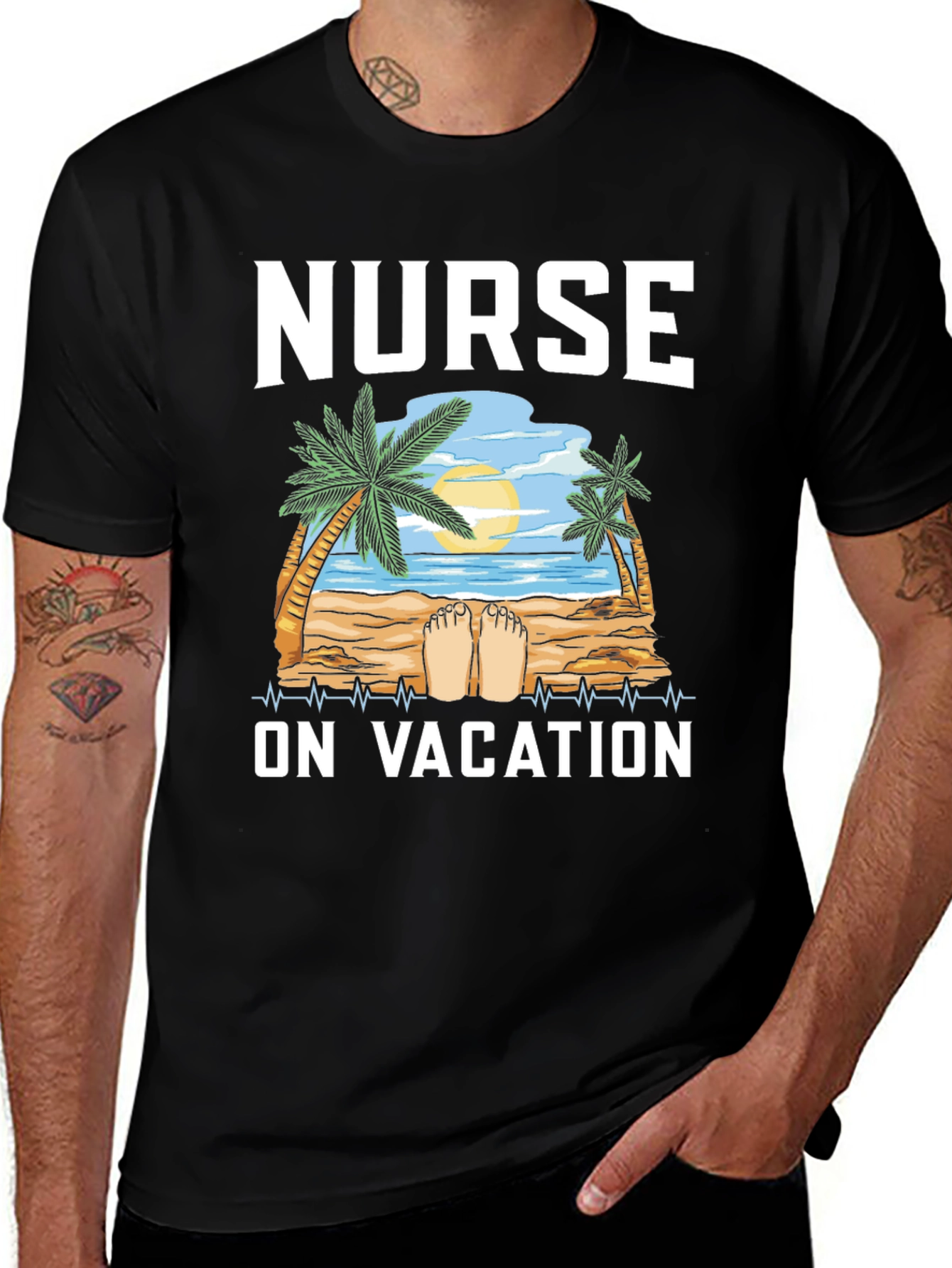 Nurse On Vacation T-Shirt - Beach Design