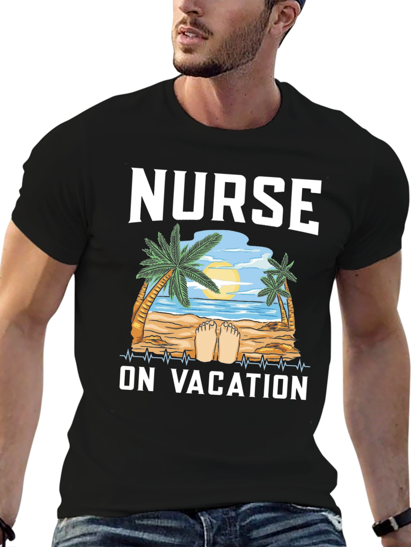 Nurse On Vacation T-Shirt - Beach Design