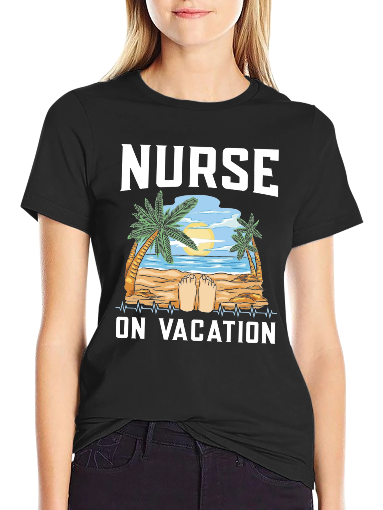 Nurse On Vacation T-Shirt - Beach Design