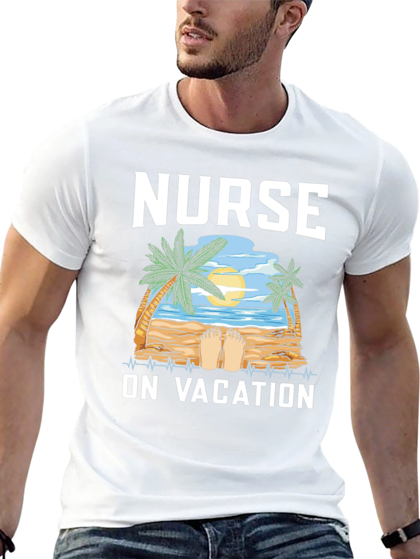 Nurse On Vacation T-Shirt - Beach Design