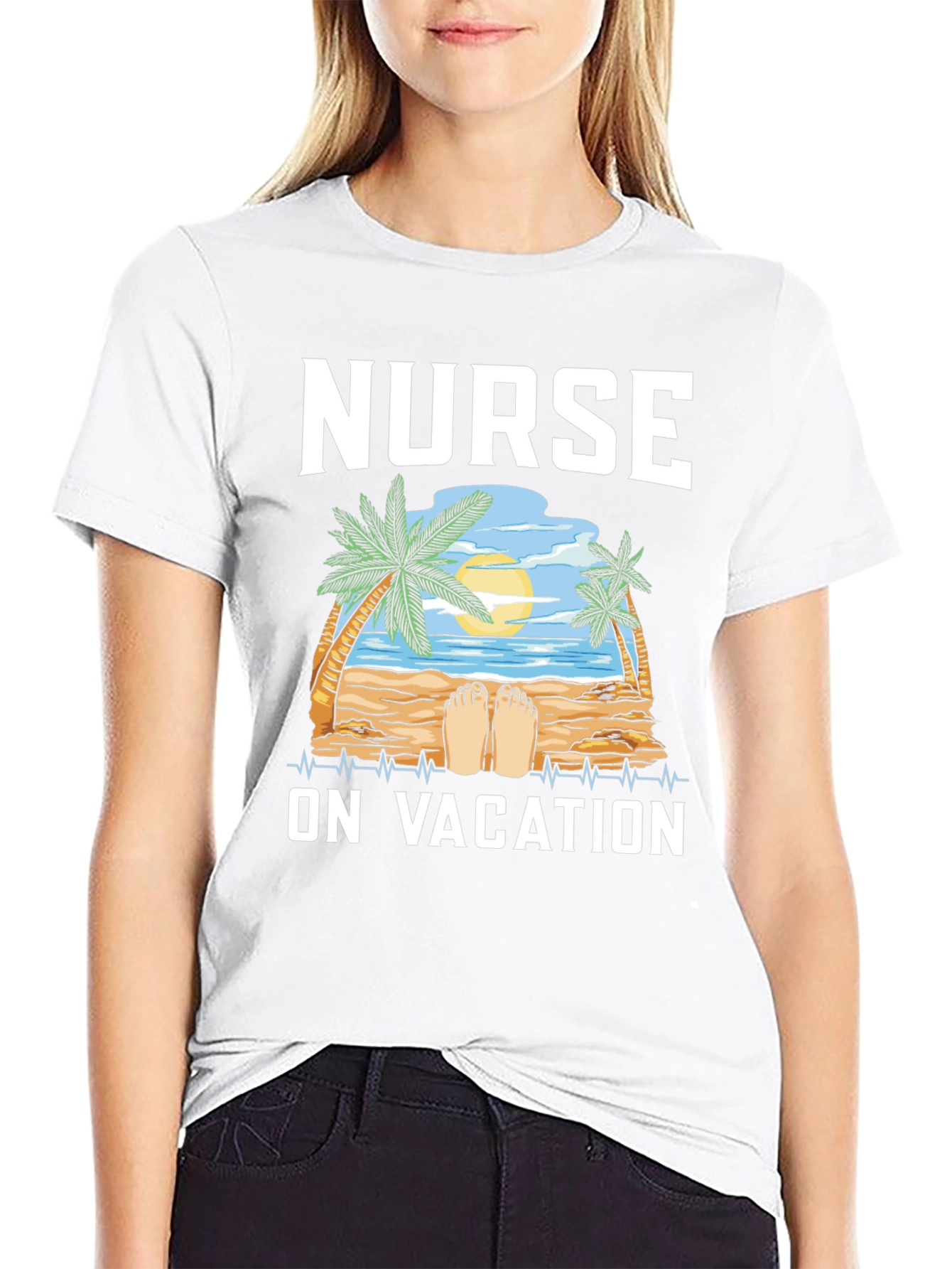 Nurse On Vacation T-Shirt - Beach Design