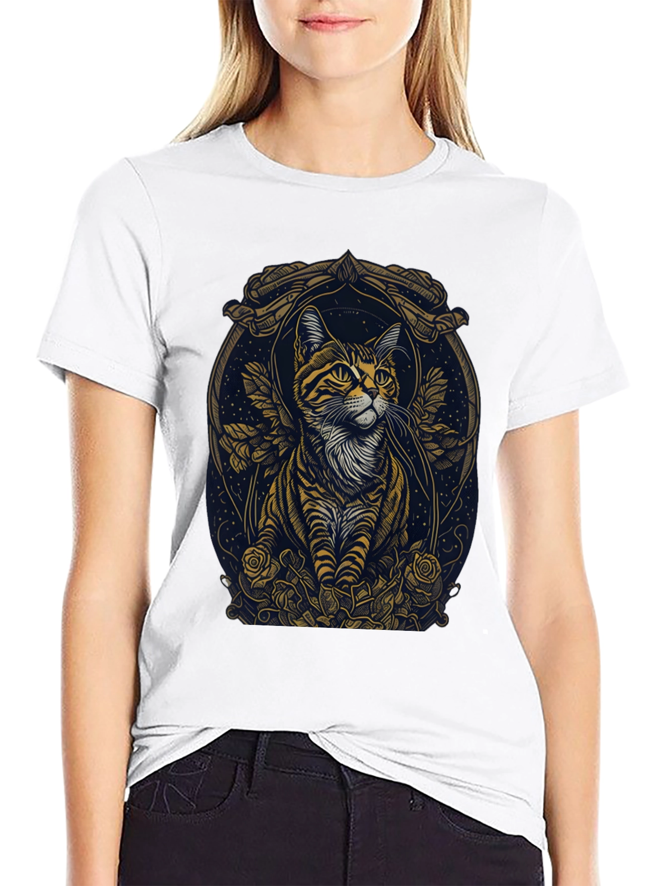 Artistic Cat Portrait Graphic Tee