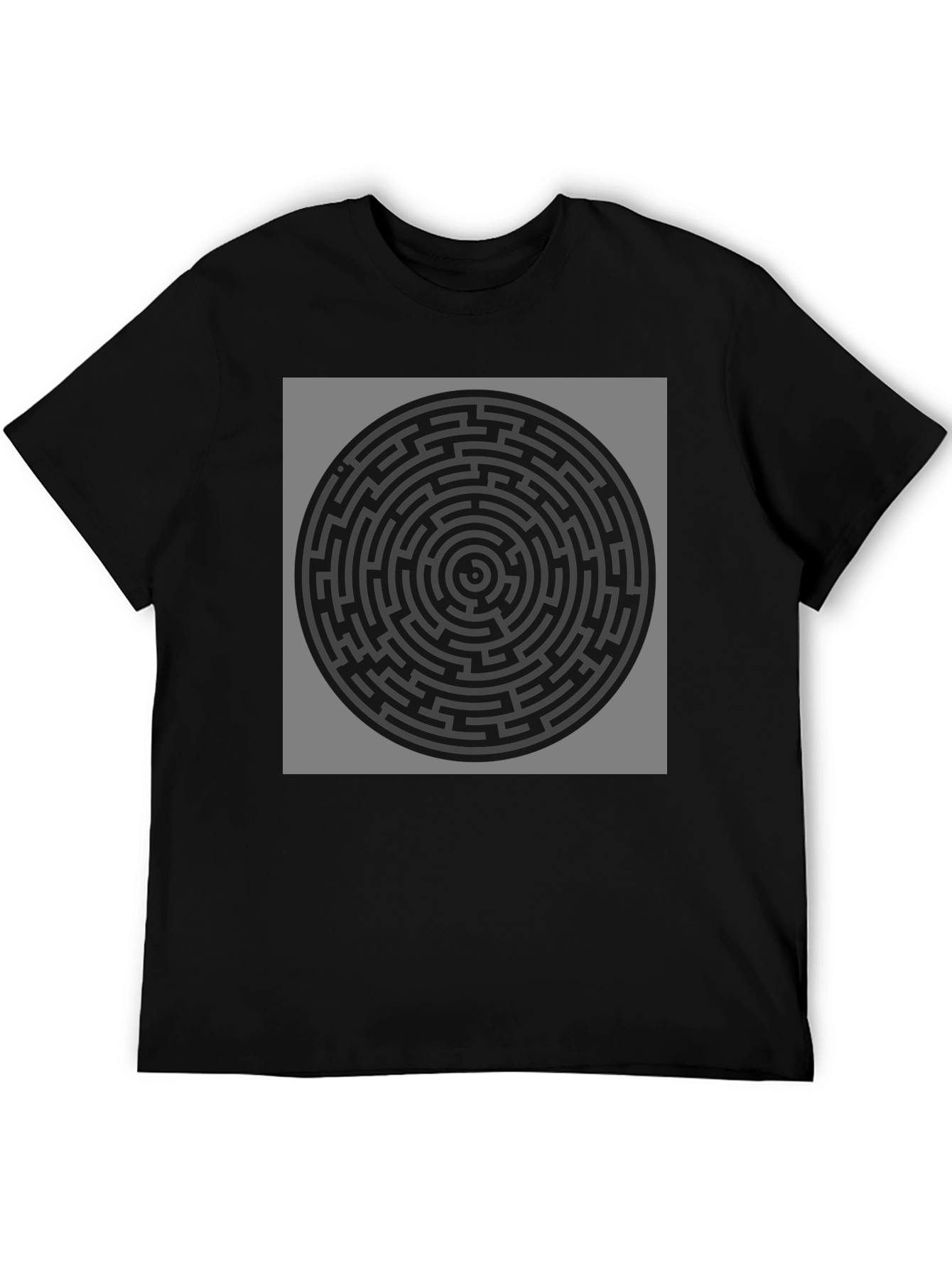 Circular Maze Graphic T-Shirt - Black