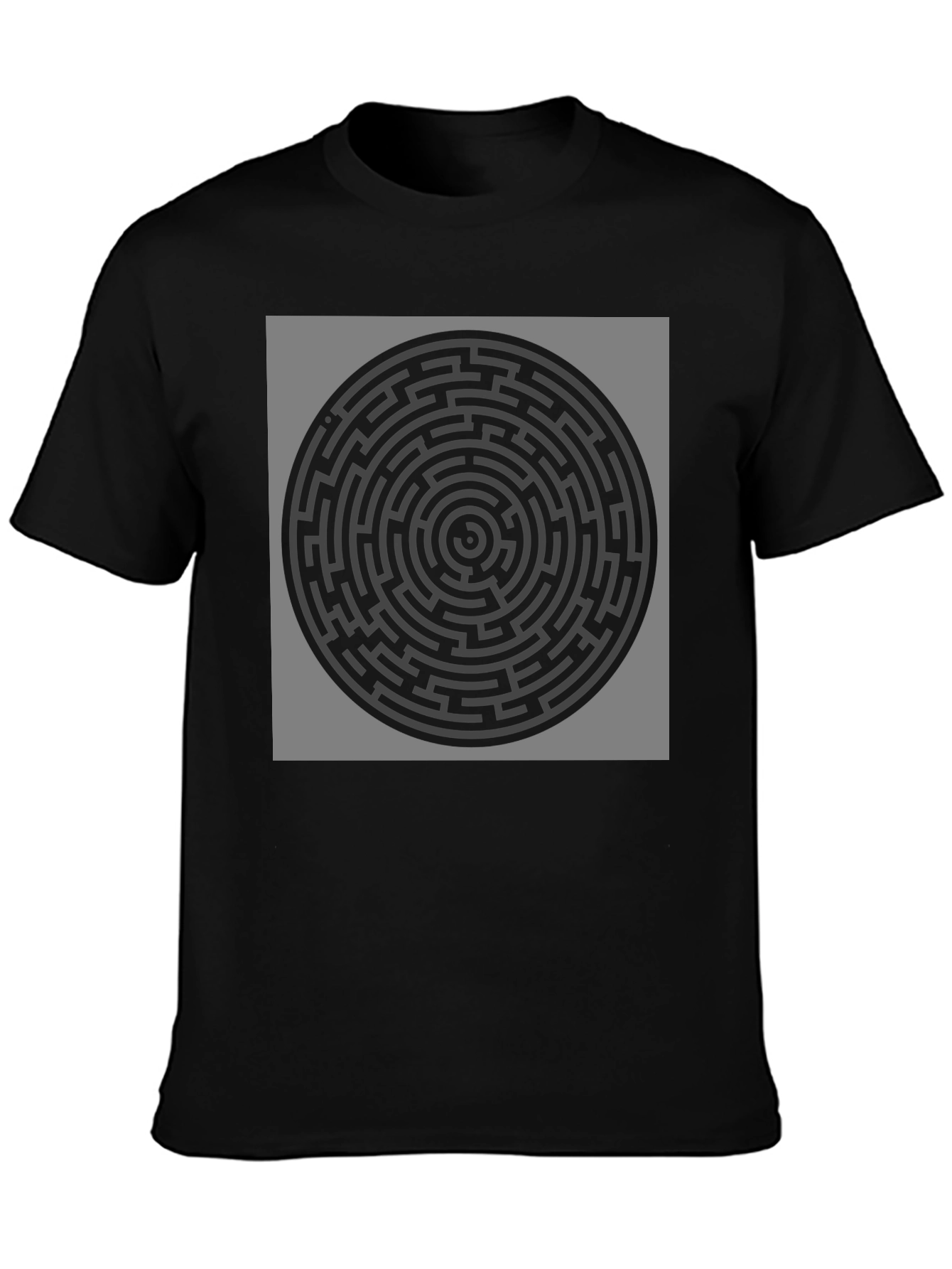 Circular Maze Graphic T-Shirt - Black