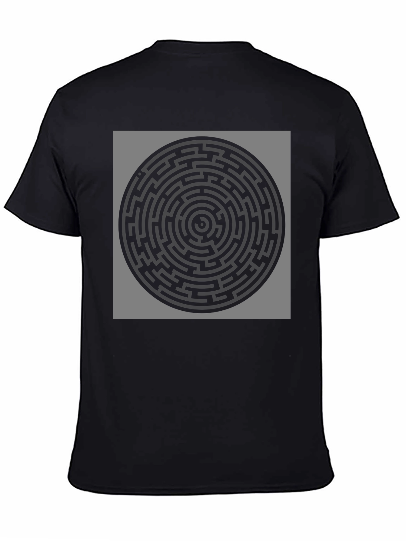 Circular Maze Graphic T-Shirt - Black