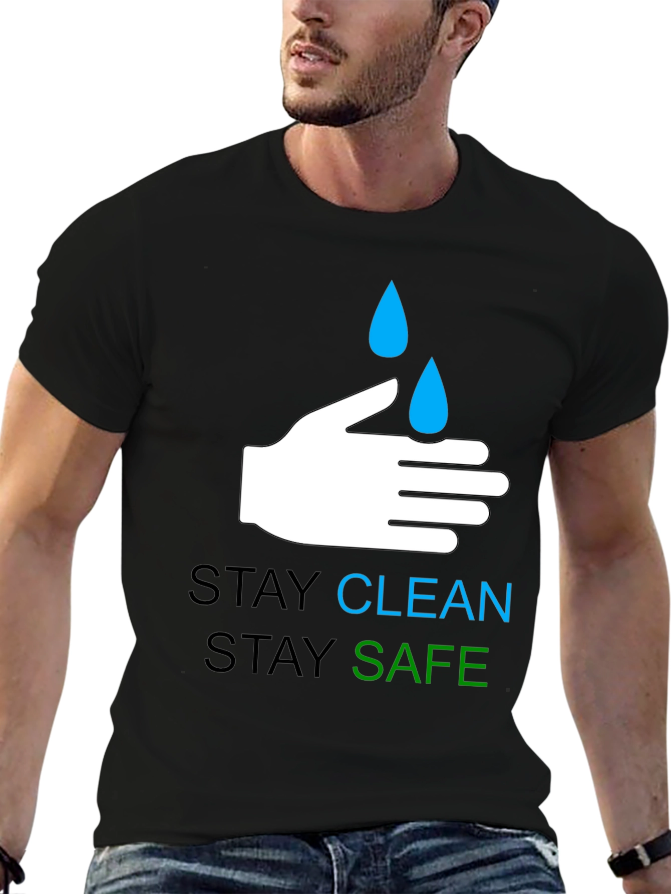 Stay Clean Stay Safe Graphic T-Shirt - Black