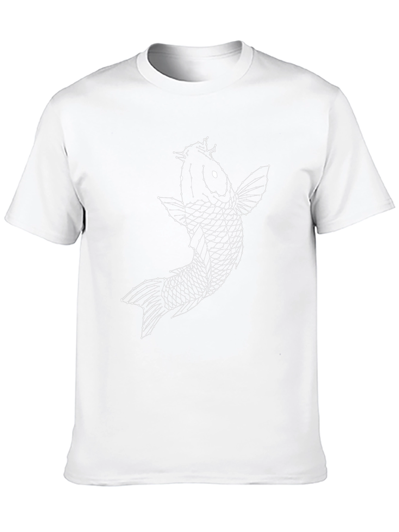 Geometric Koi Fish Graphic Tee - Black