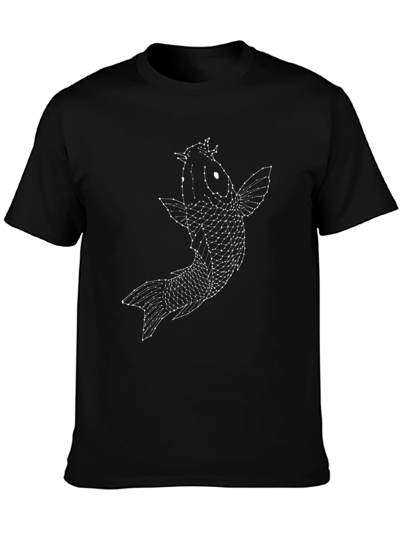 Geometric Koi Fish Graphic Tee - Black