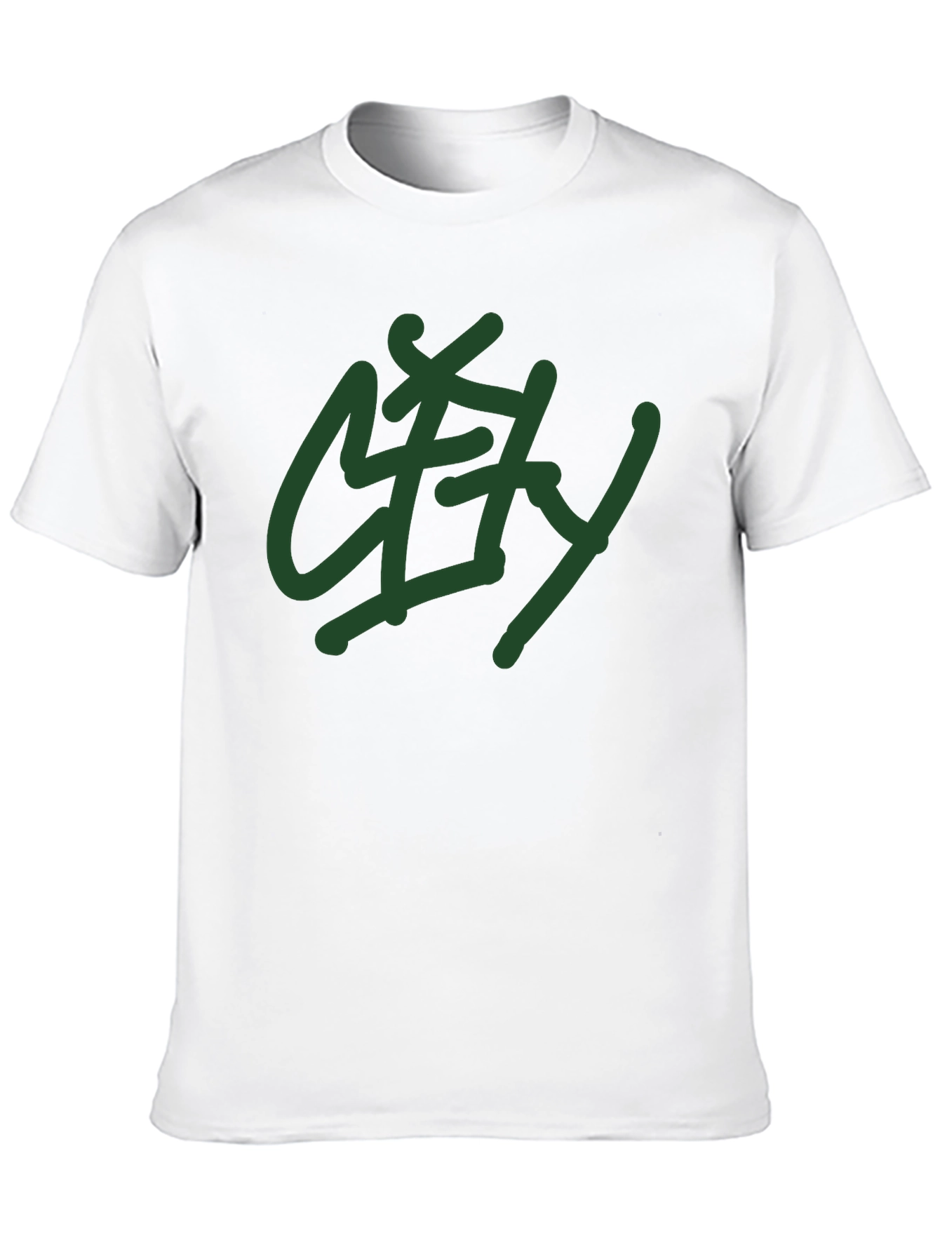 Black T-Shirt with Green City Graphic