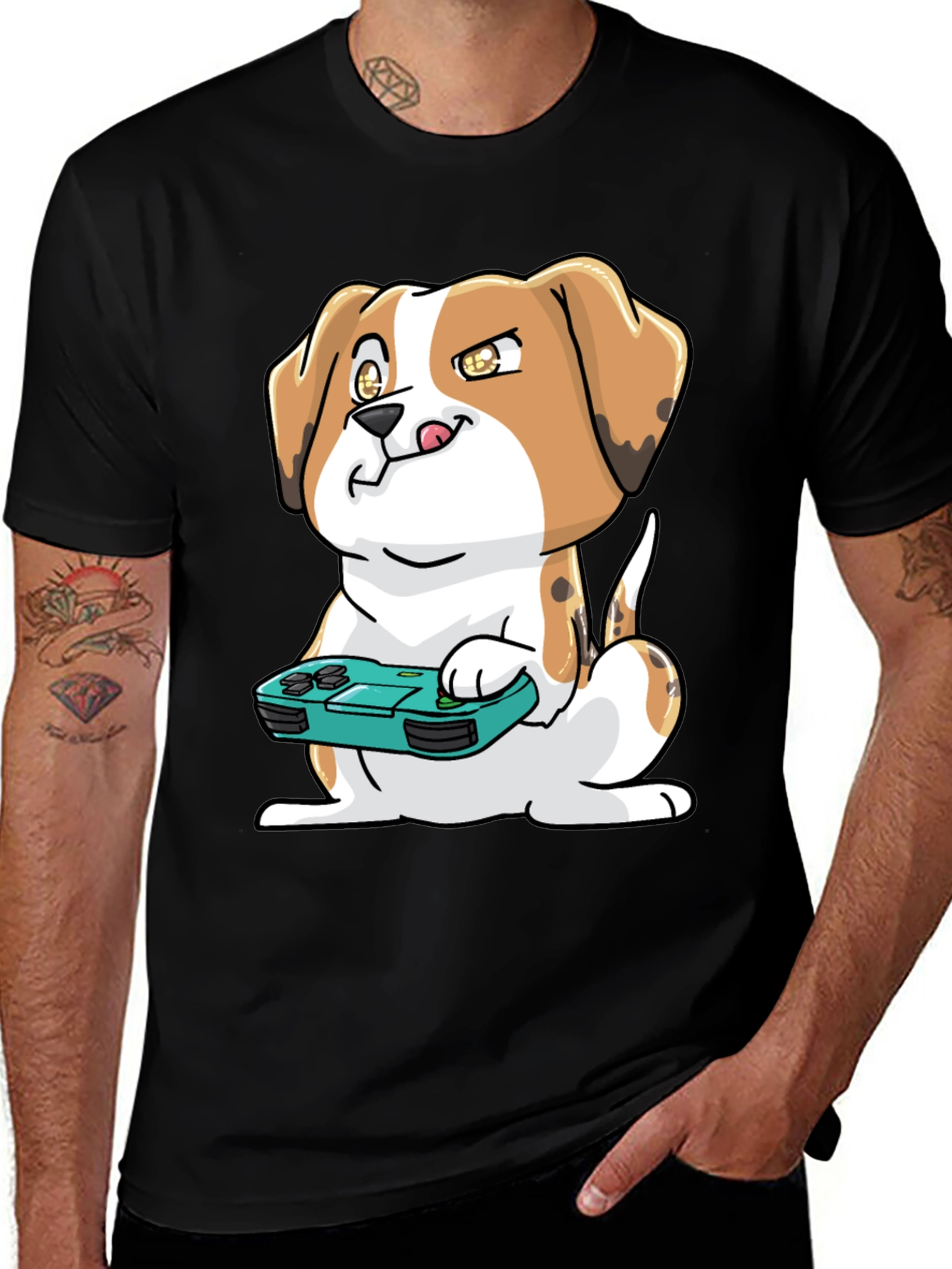 Gamer Dog T-Shirt - Cute Beagle with Controller