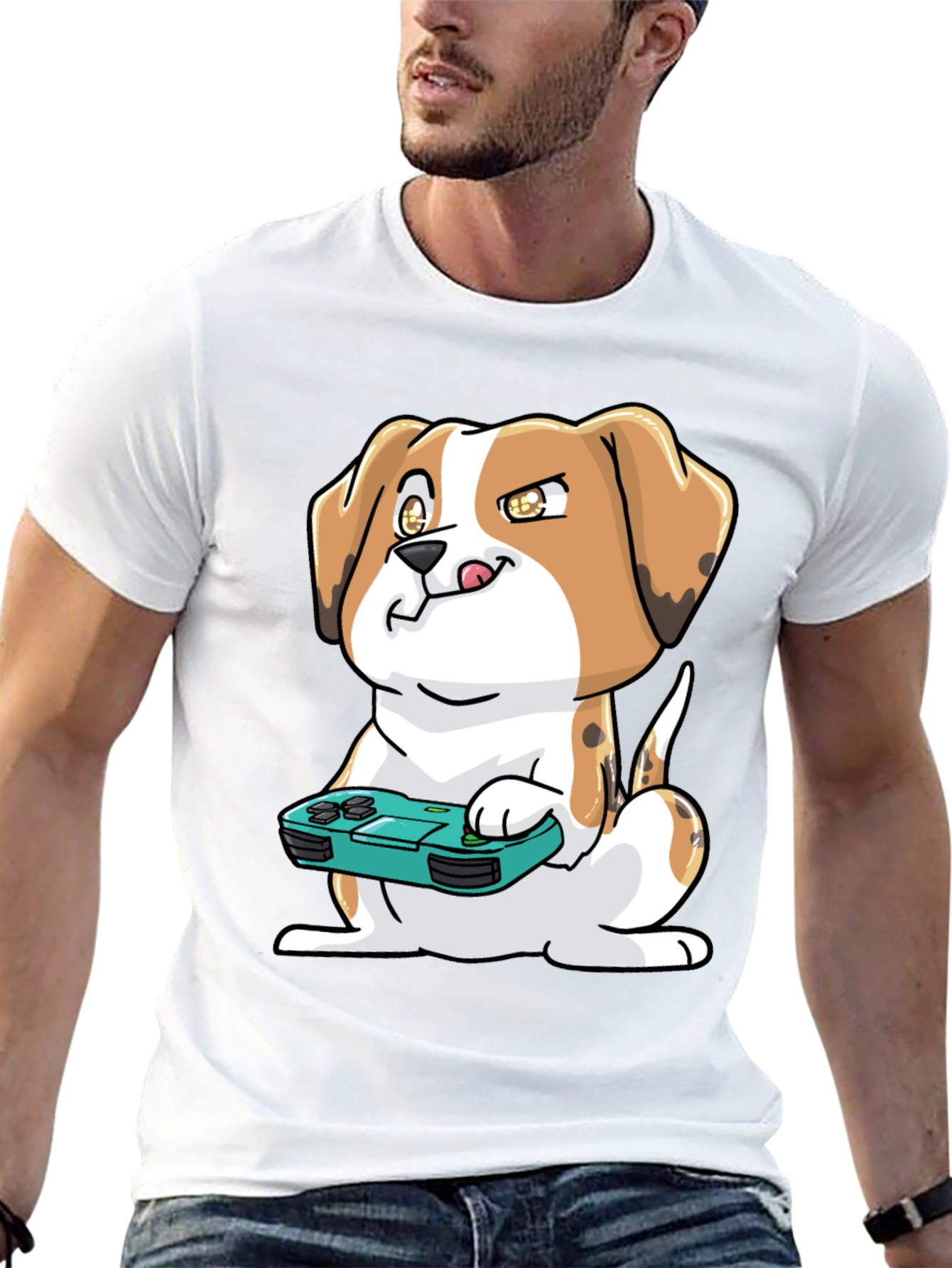 Gamer Dog T-Shirt - Cute Beagle with Controller