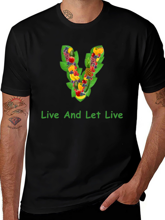 Fruit & Veggie Letter V Tee - Live and Let Live T-Shirt