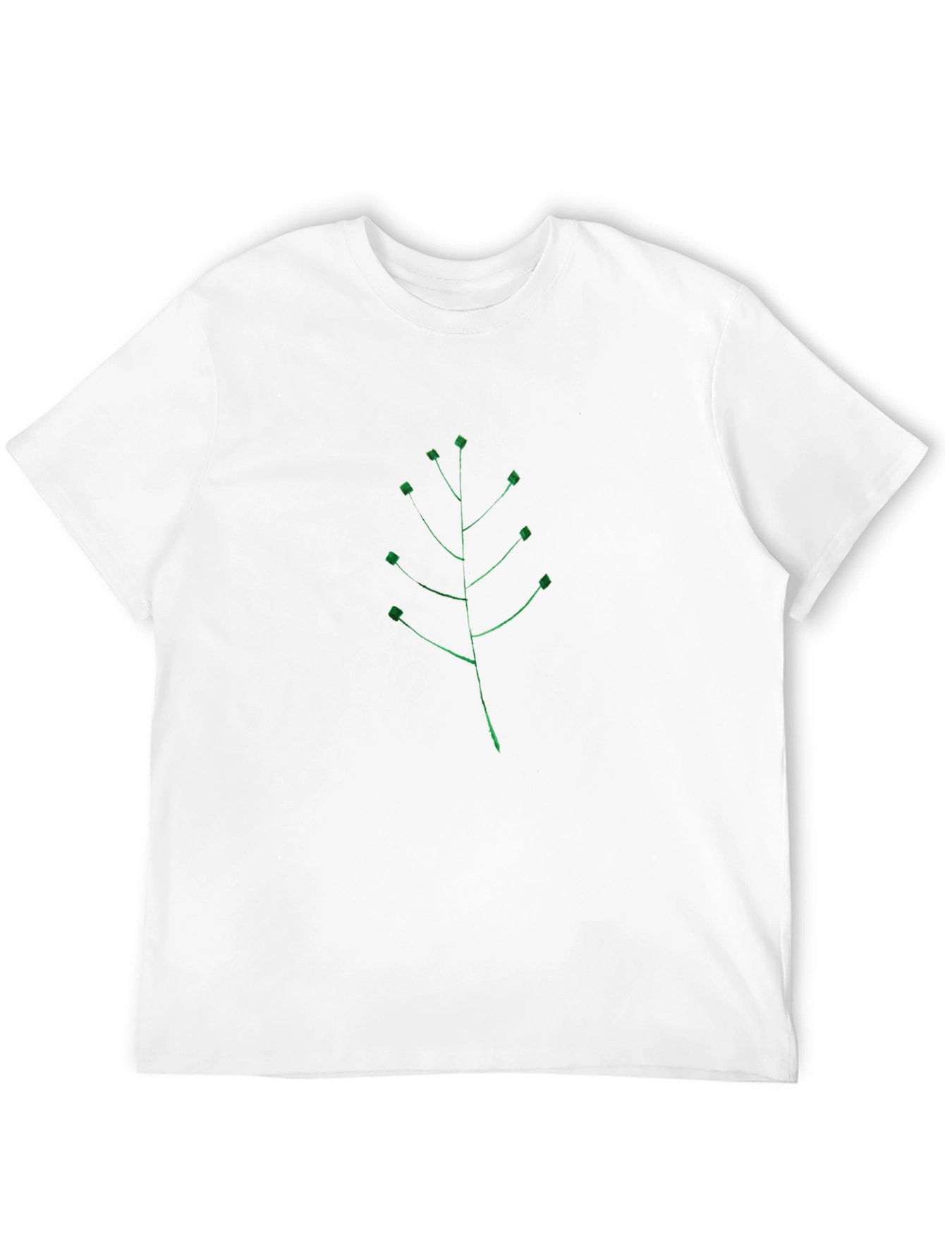 Minimalist Green Leaf Black T-Shirt