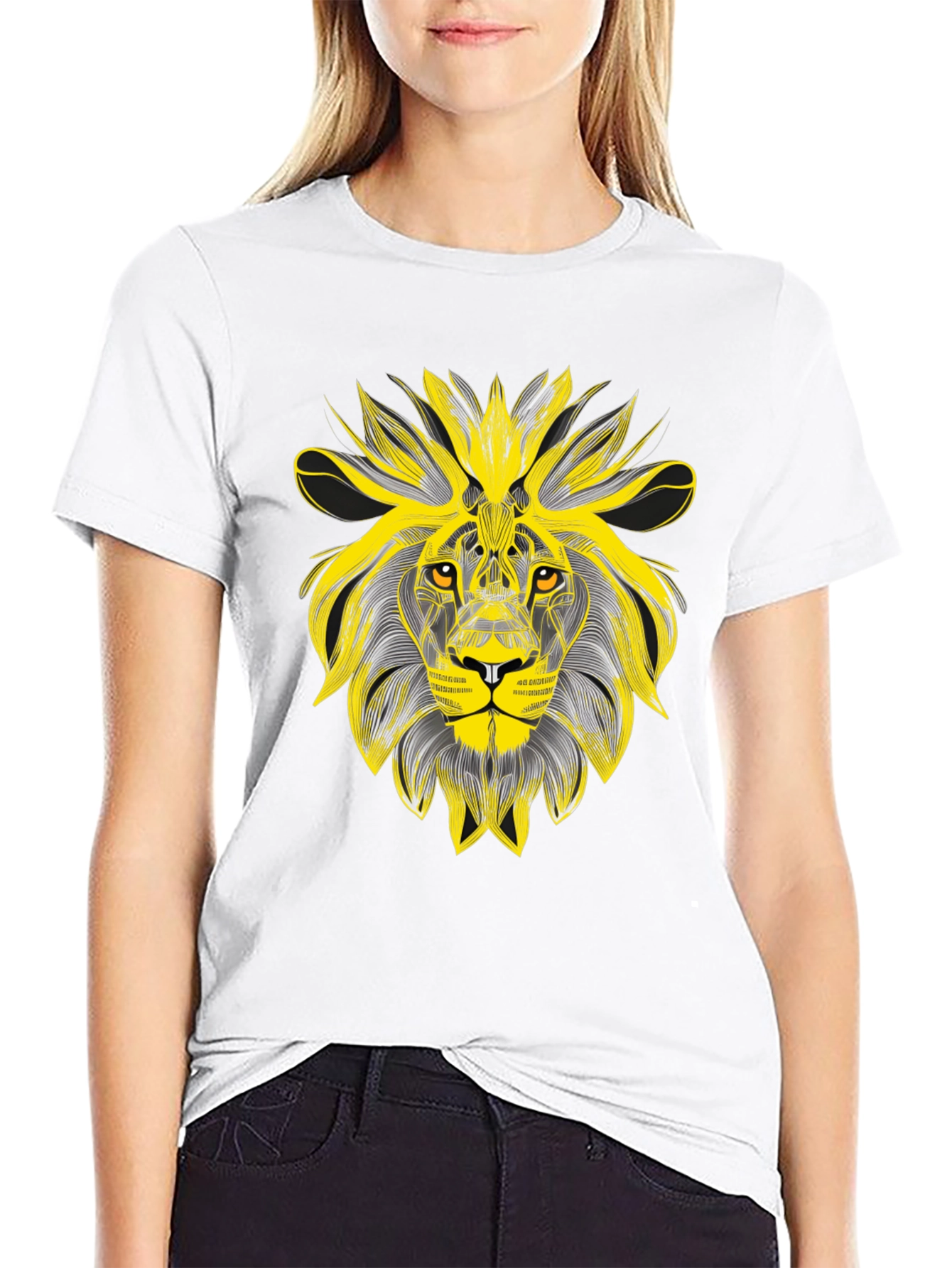 Lion Graphic Black T-Shirt - Bold Artistic Design