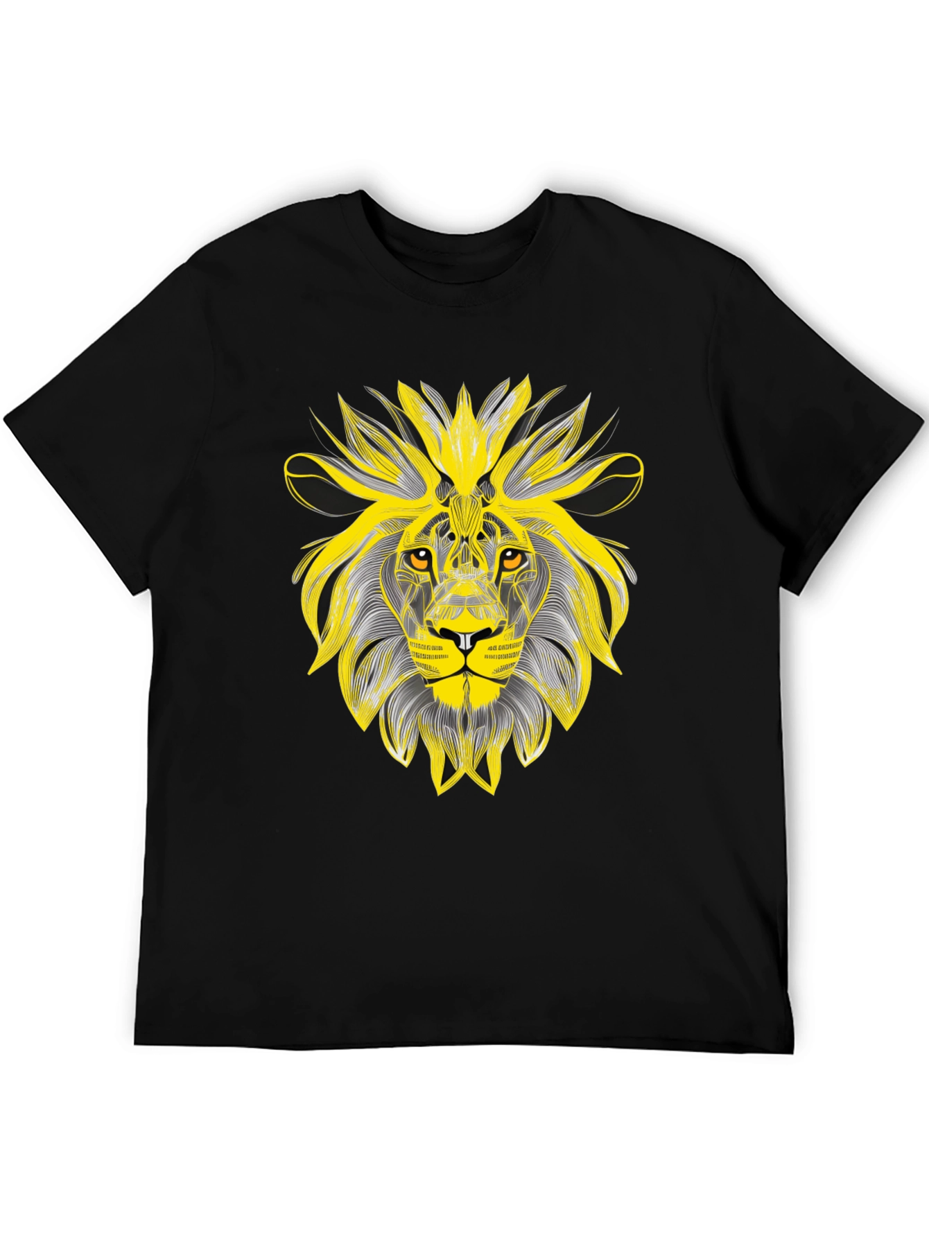 Lion Graphic Black T-Shirt - Bold Artistic Design