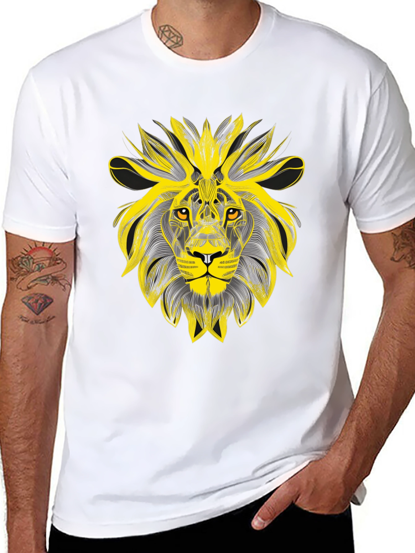 Lion Graphic Black T-Shirt - Bold Artistic Design