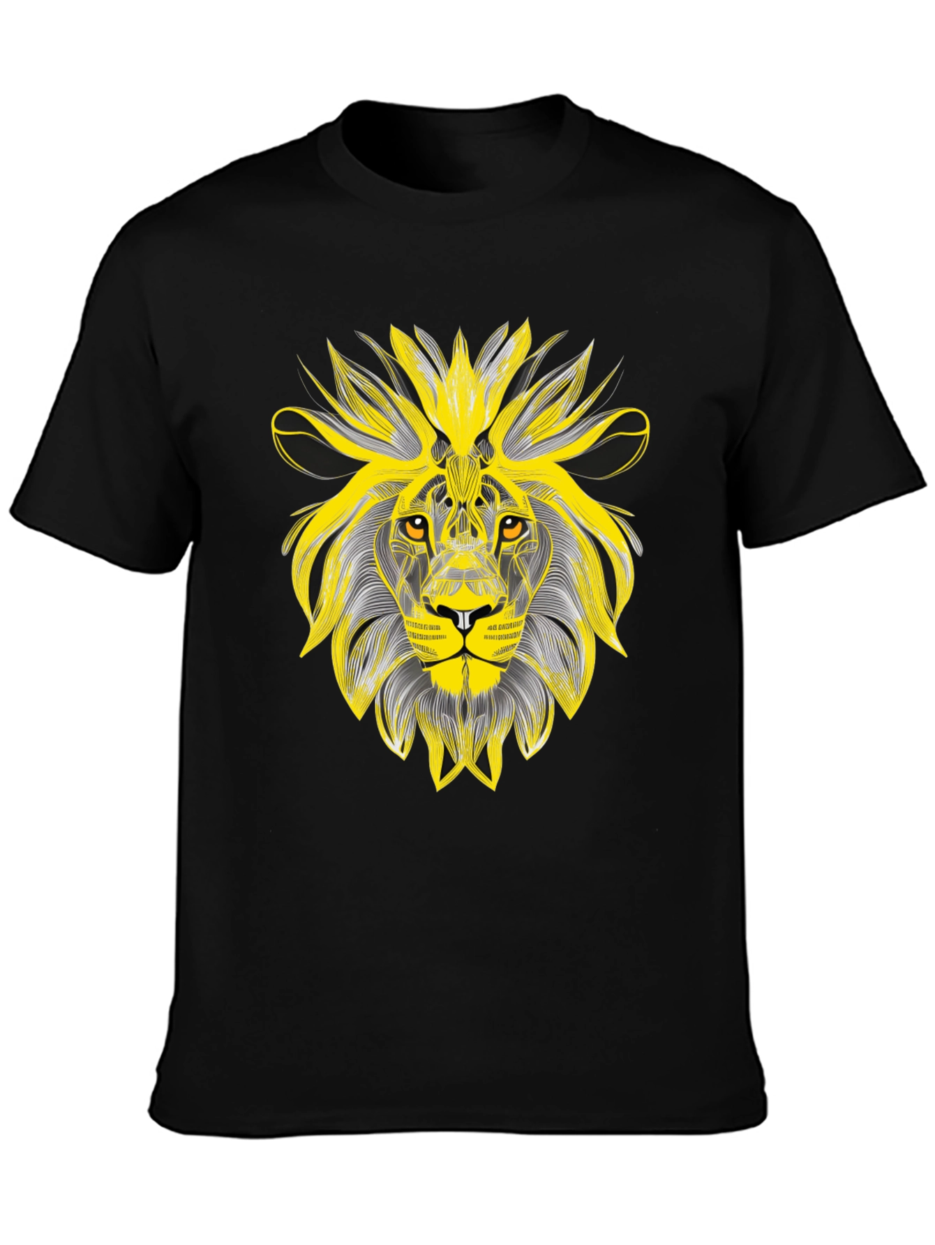 Lion Graphic Black T-Shirt - Bold Artistic Design