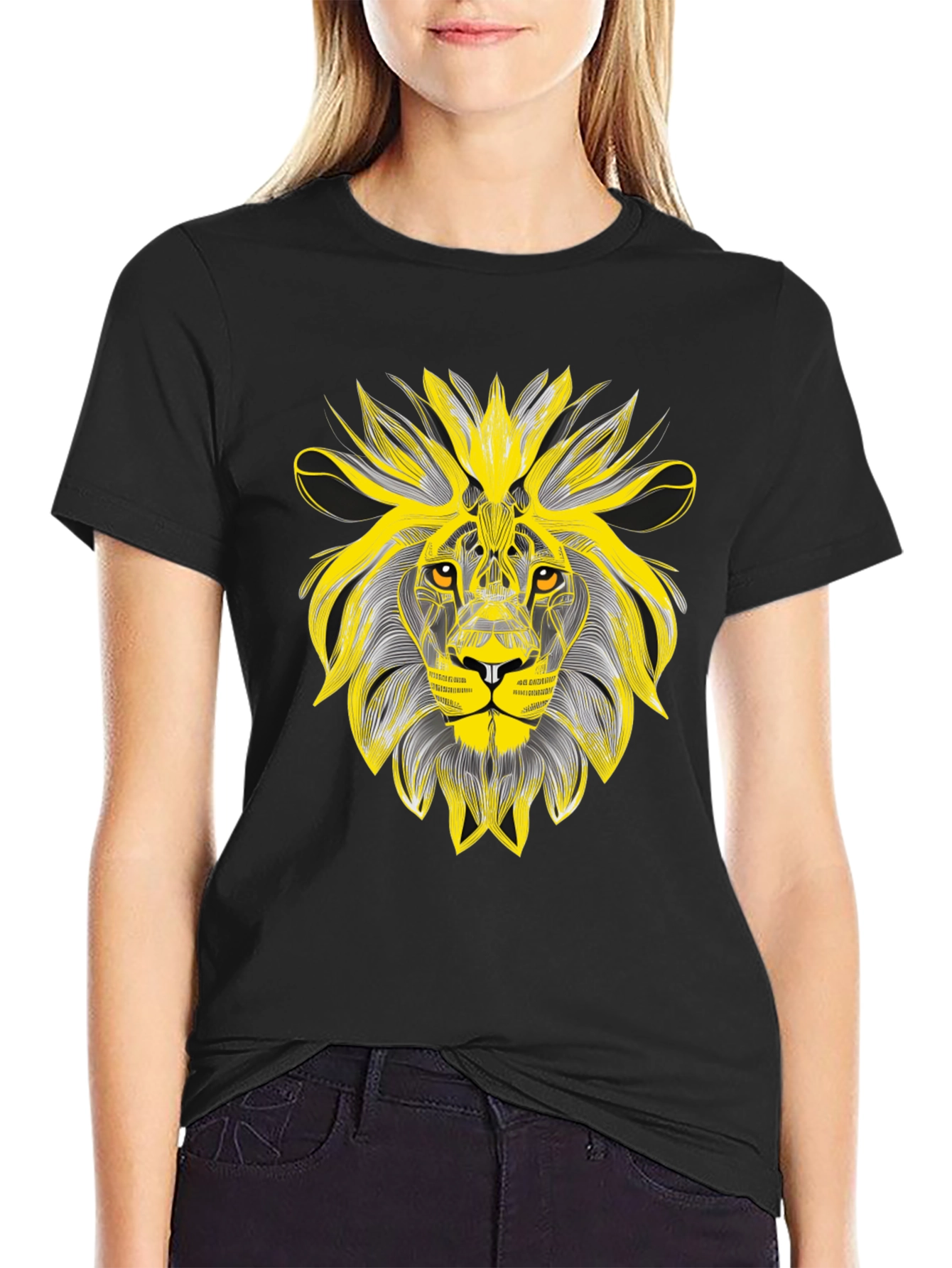 Lion Graphic Black T-Shirt - Bold Artistic Design