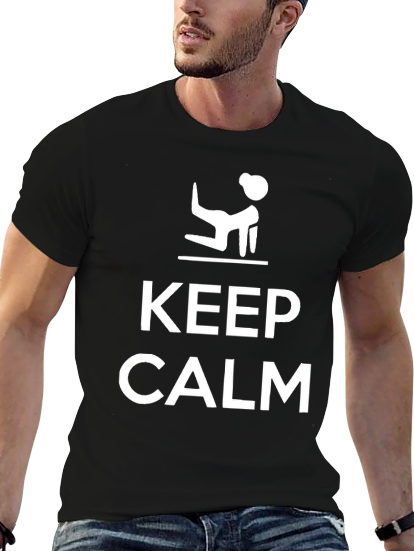 Keep Calm Yoga Pose T-Shirt - Funny Graphic Tee