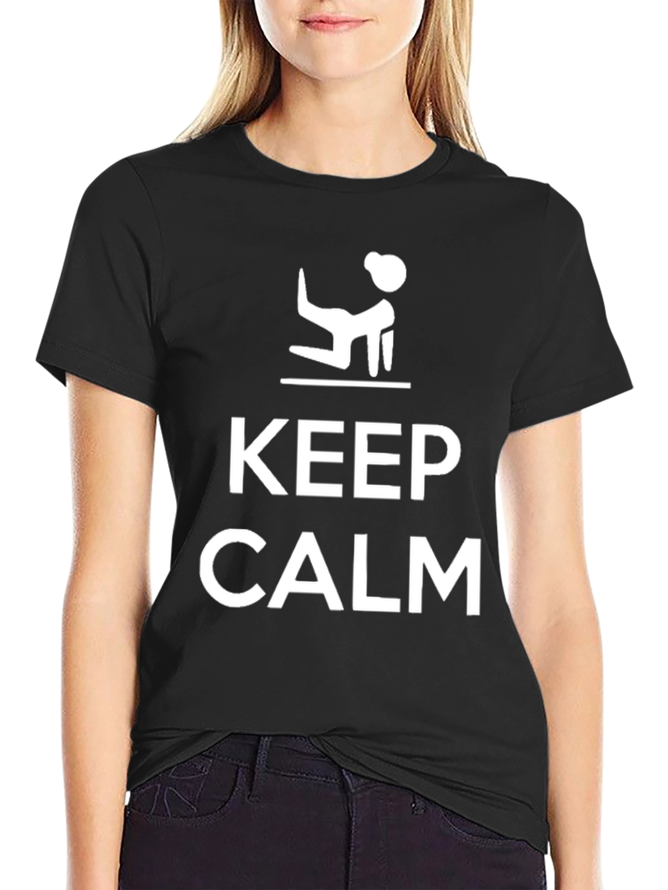 Keep Calm Yoga Pose T-Shirt - Funny Graphic Tee
