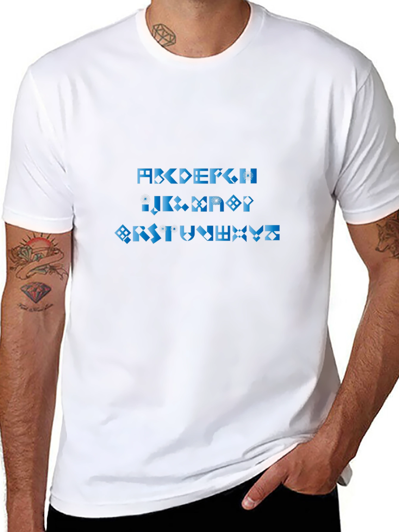 Geometric Alphabet Black Tee