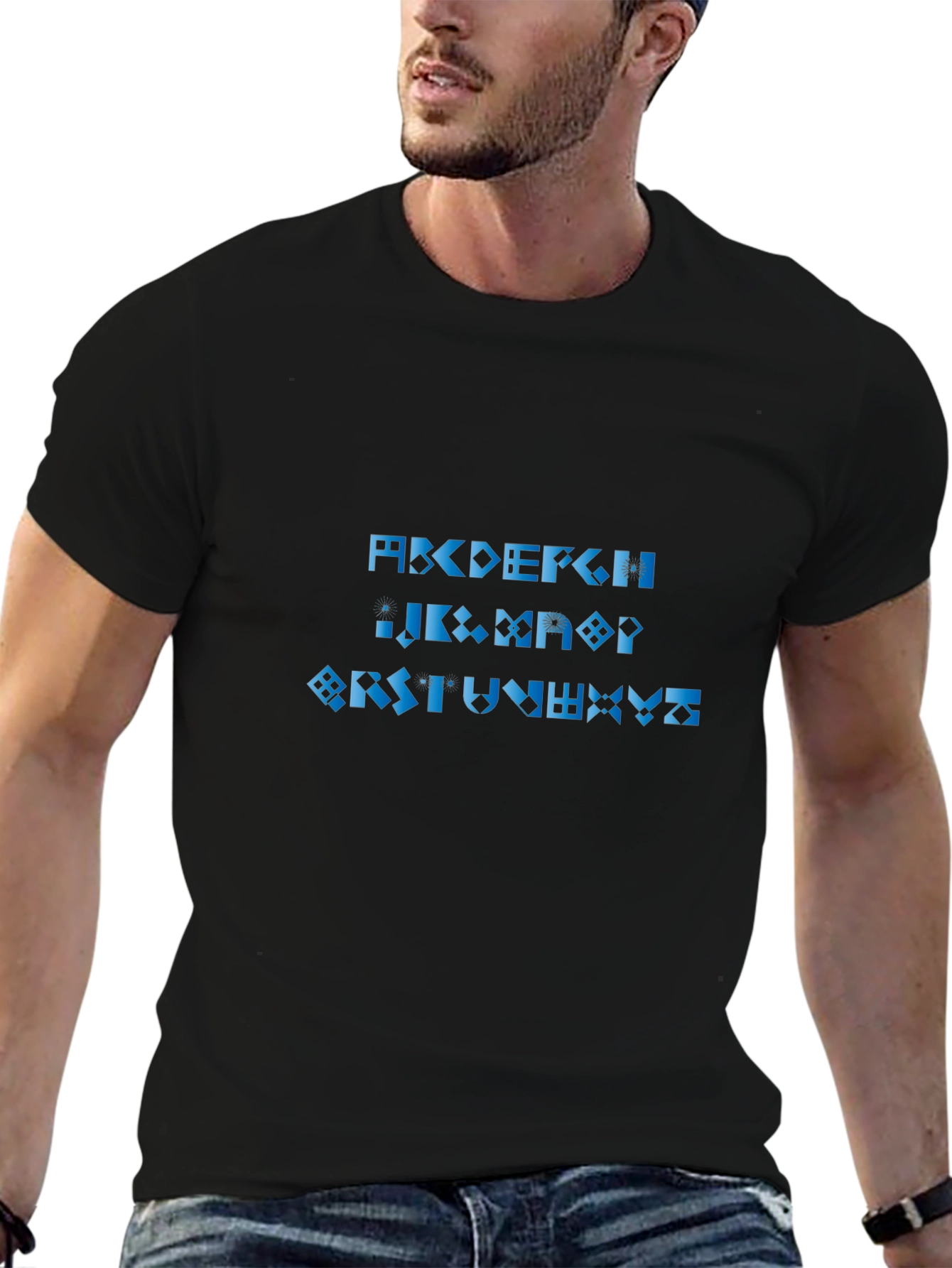 Geometric Alphabet Black Tee
