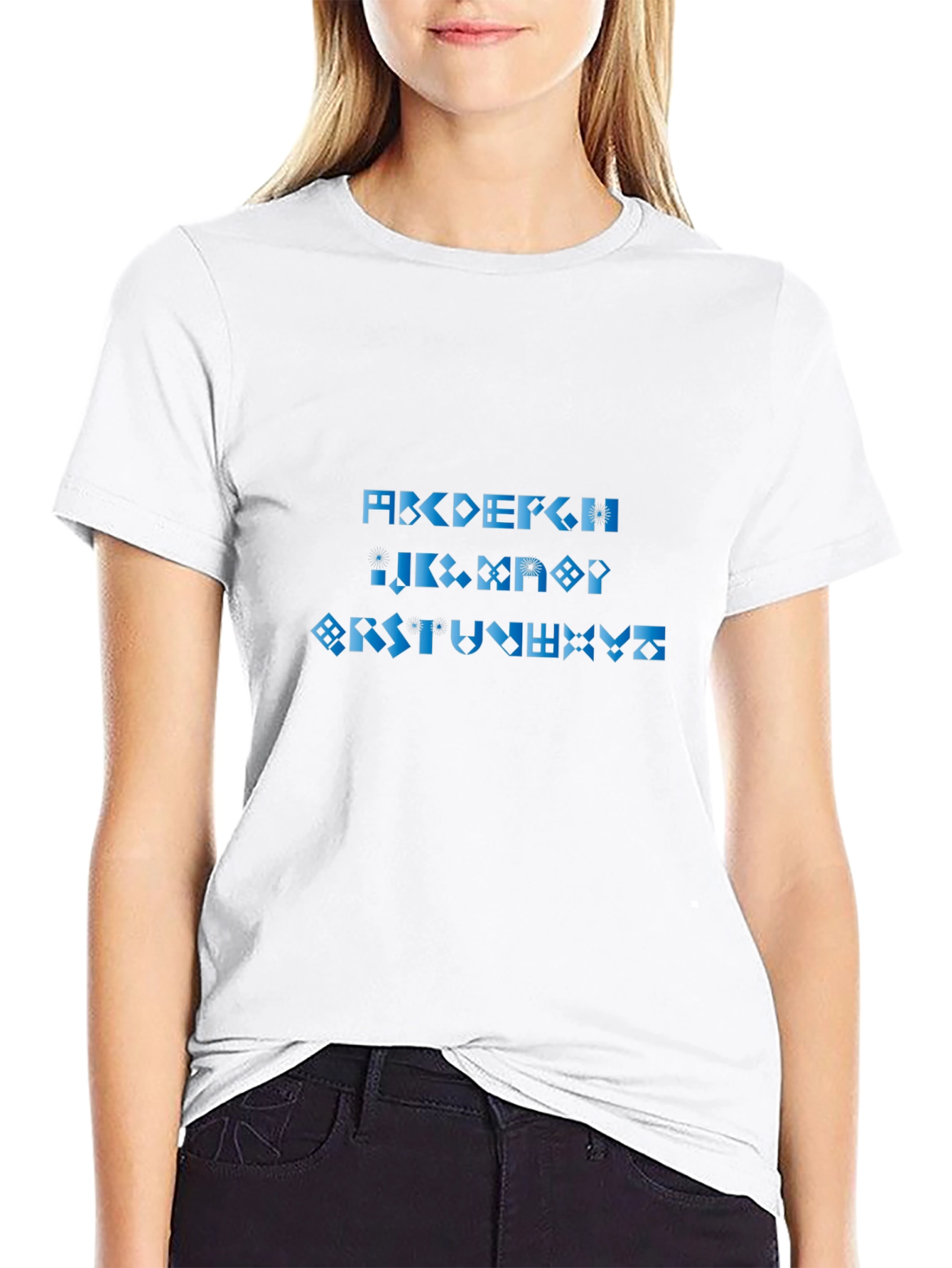 Geometric Alphabet Black Tee