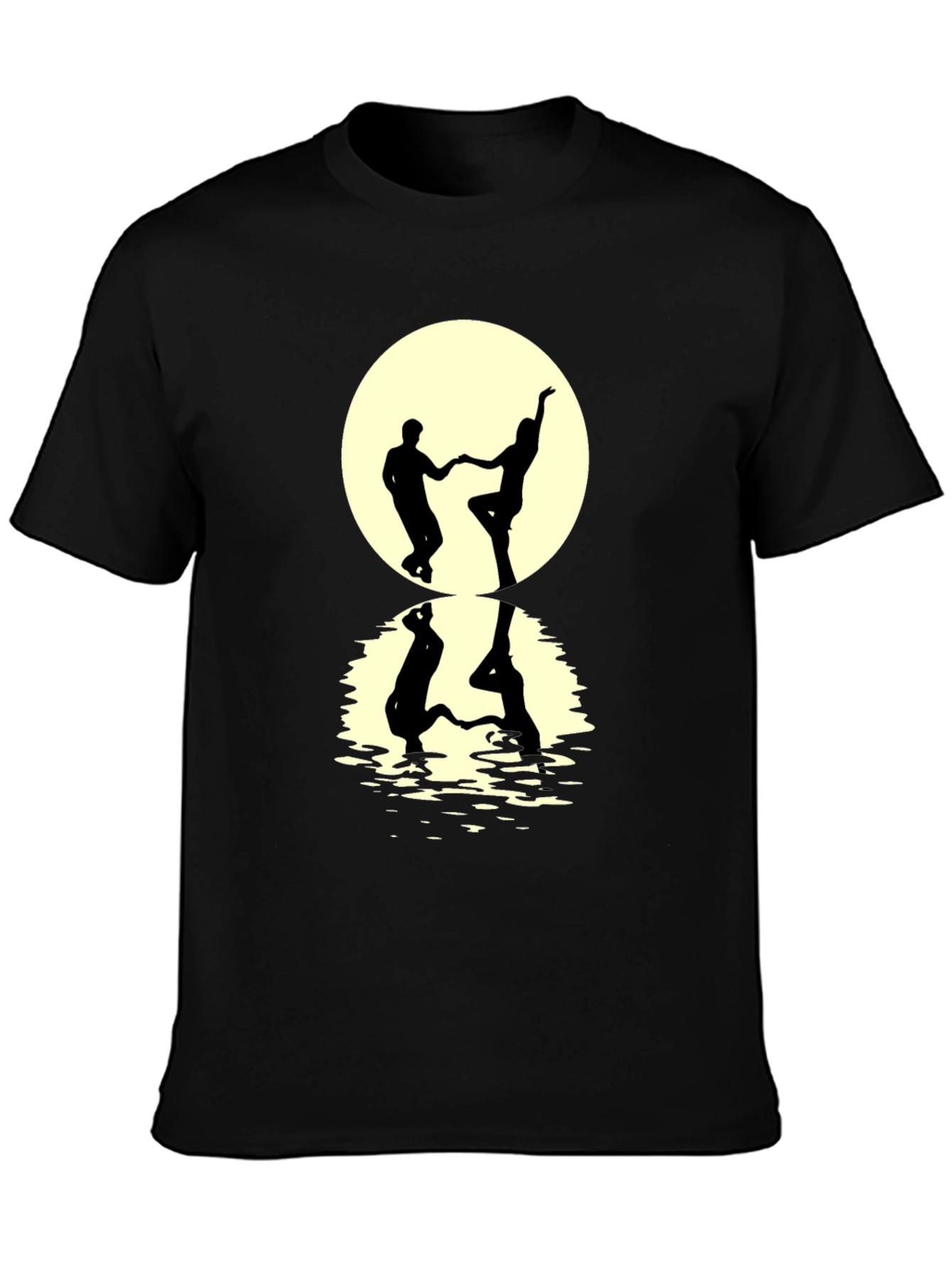 Dancing Couple Silhouette Tee - Moonlit Reflection