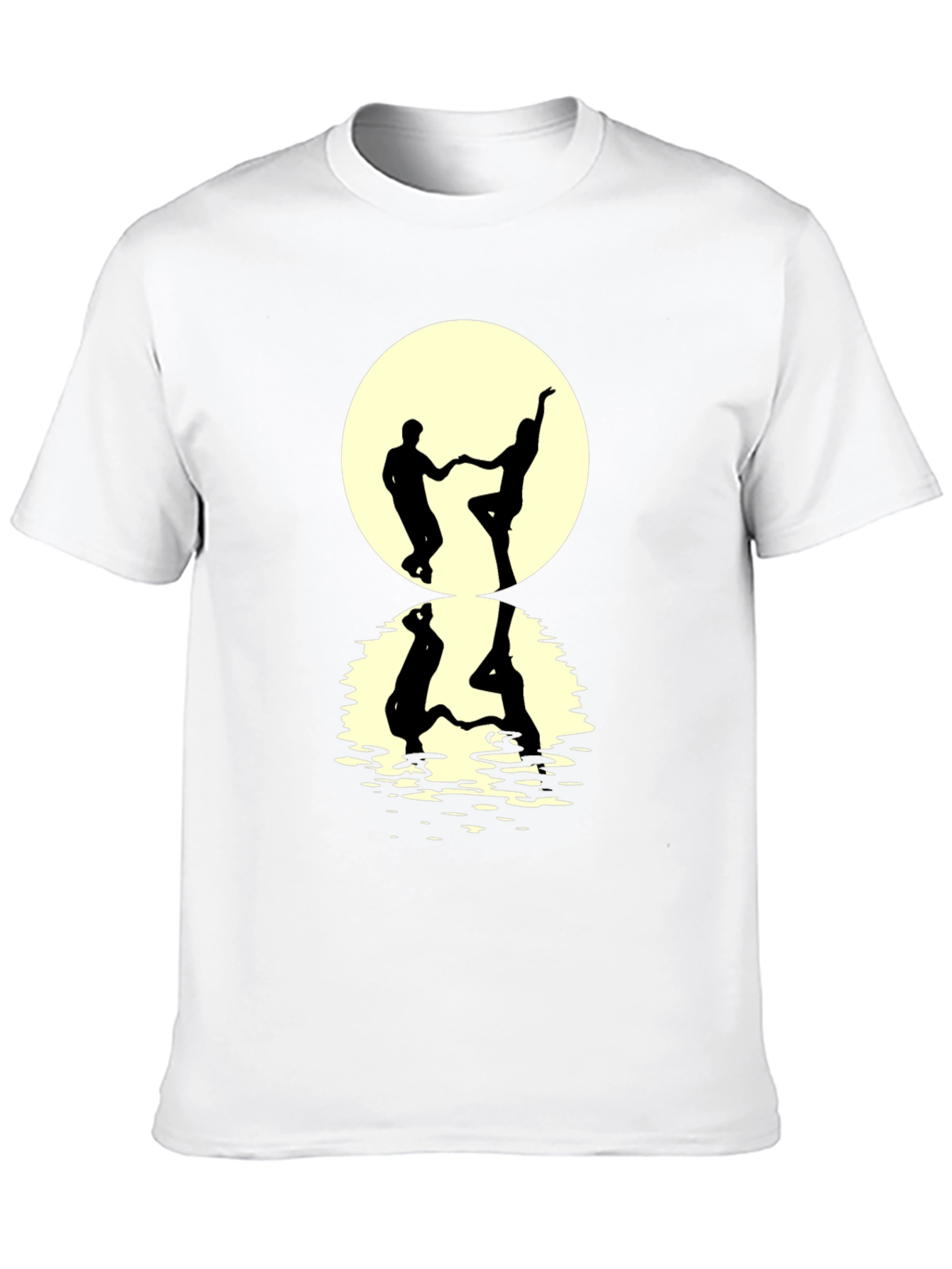 Dancing Couple Silhouette Tee - Moonlit Reflection
