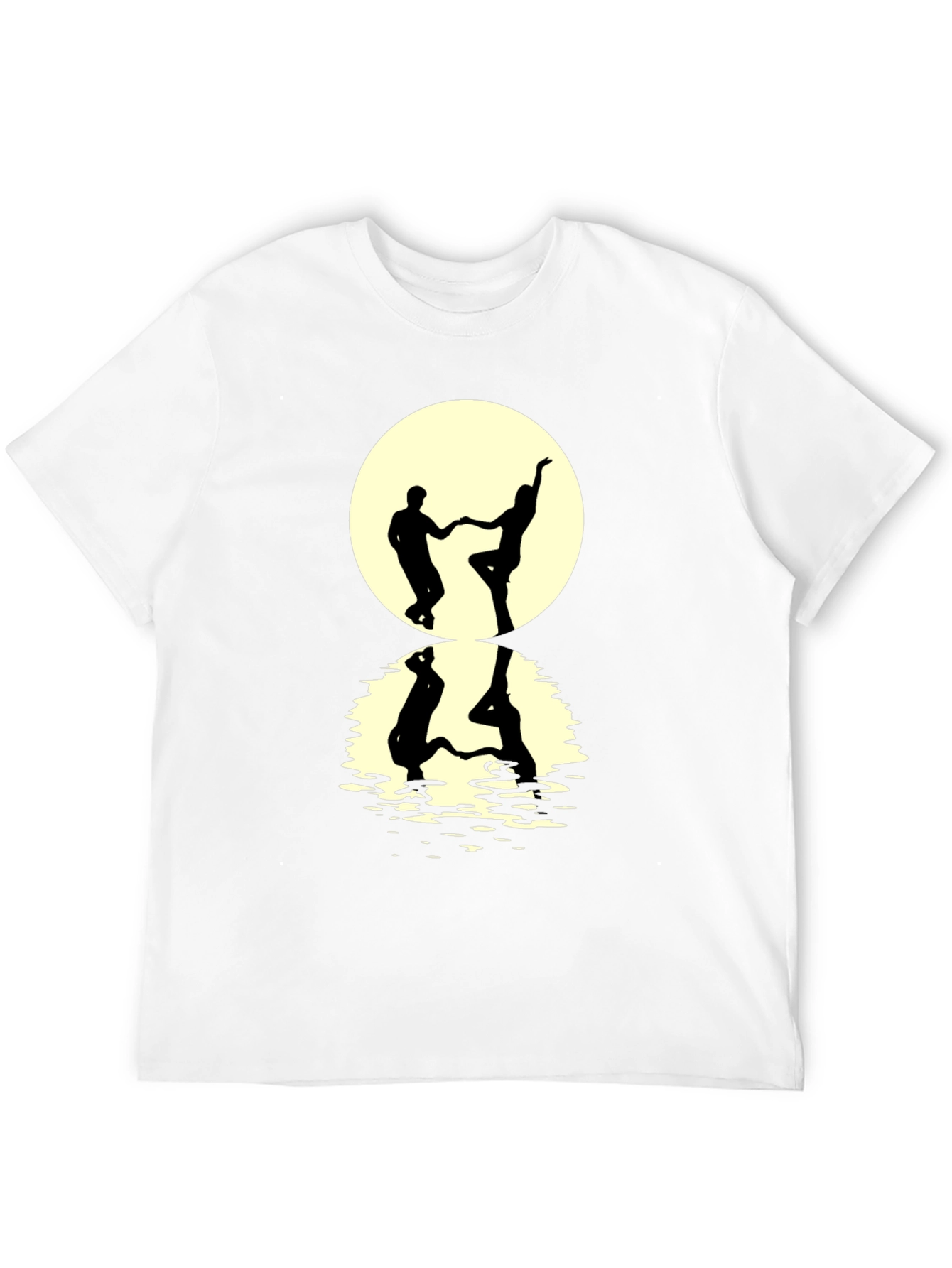 Dancing Couple Silhouette Tee - Moonlit Reflection