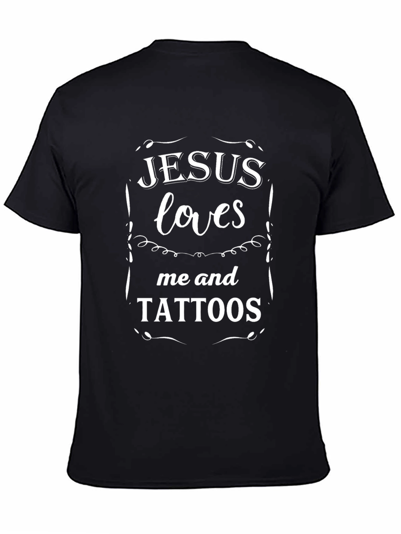 Jesus Loves Me and Tattoos Graphic Tee - Black