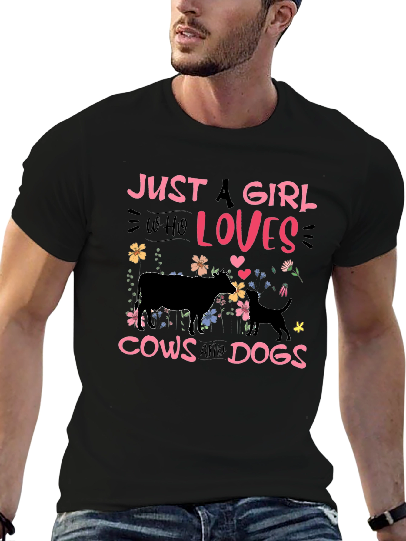 Just a Girl Who Loves Cows and Dogs T-Shirt