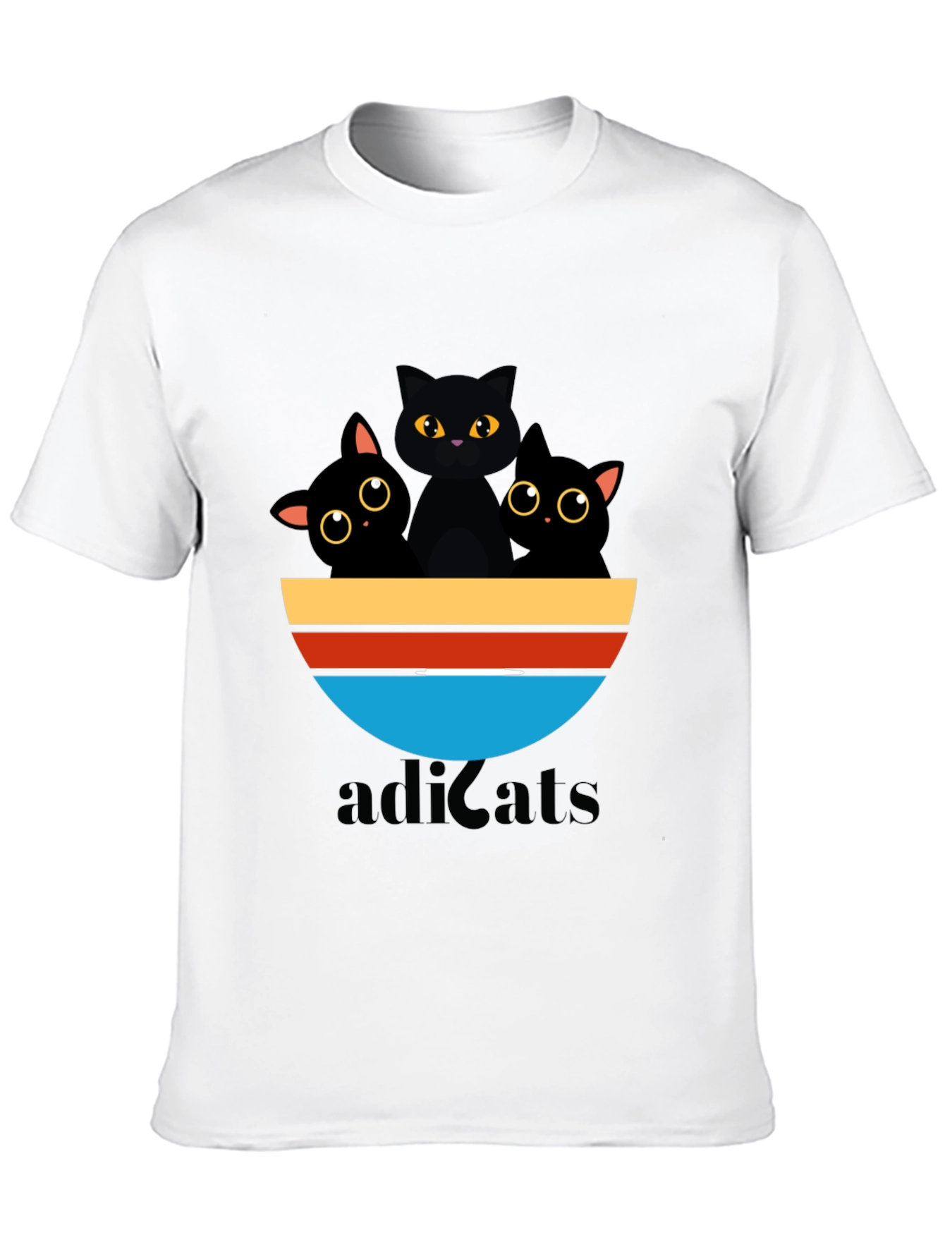 Adicats Graphic Tee - Black Cat Retro Style