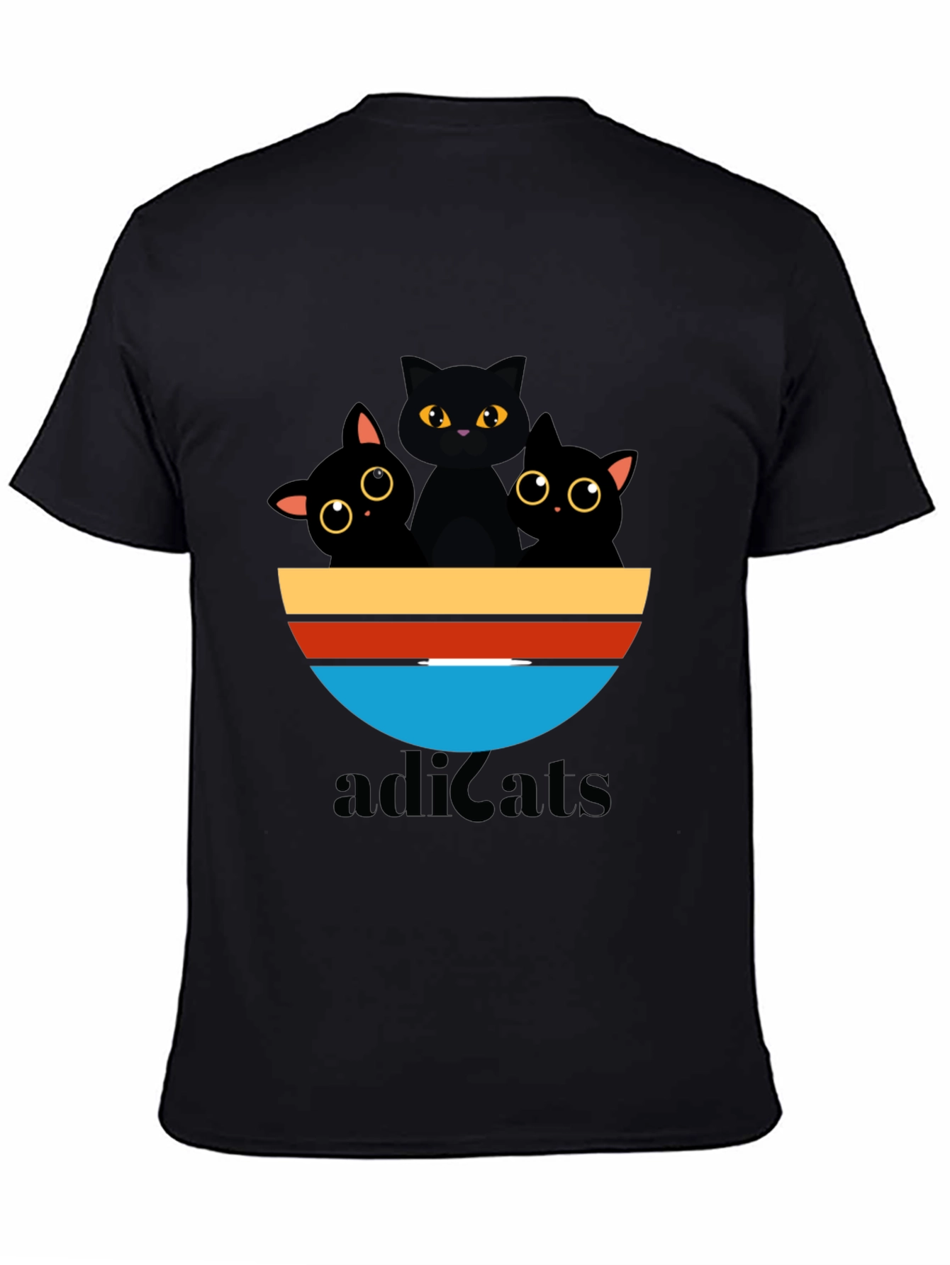 Adicats Graphic Tee - Black Cat Retro Style