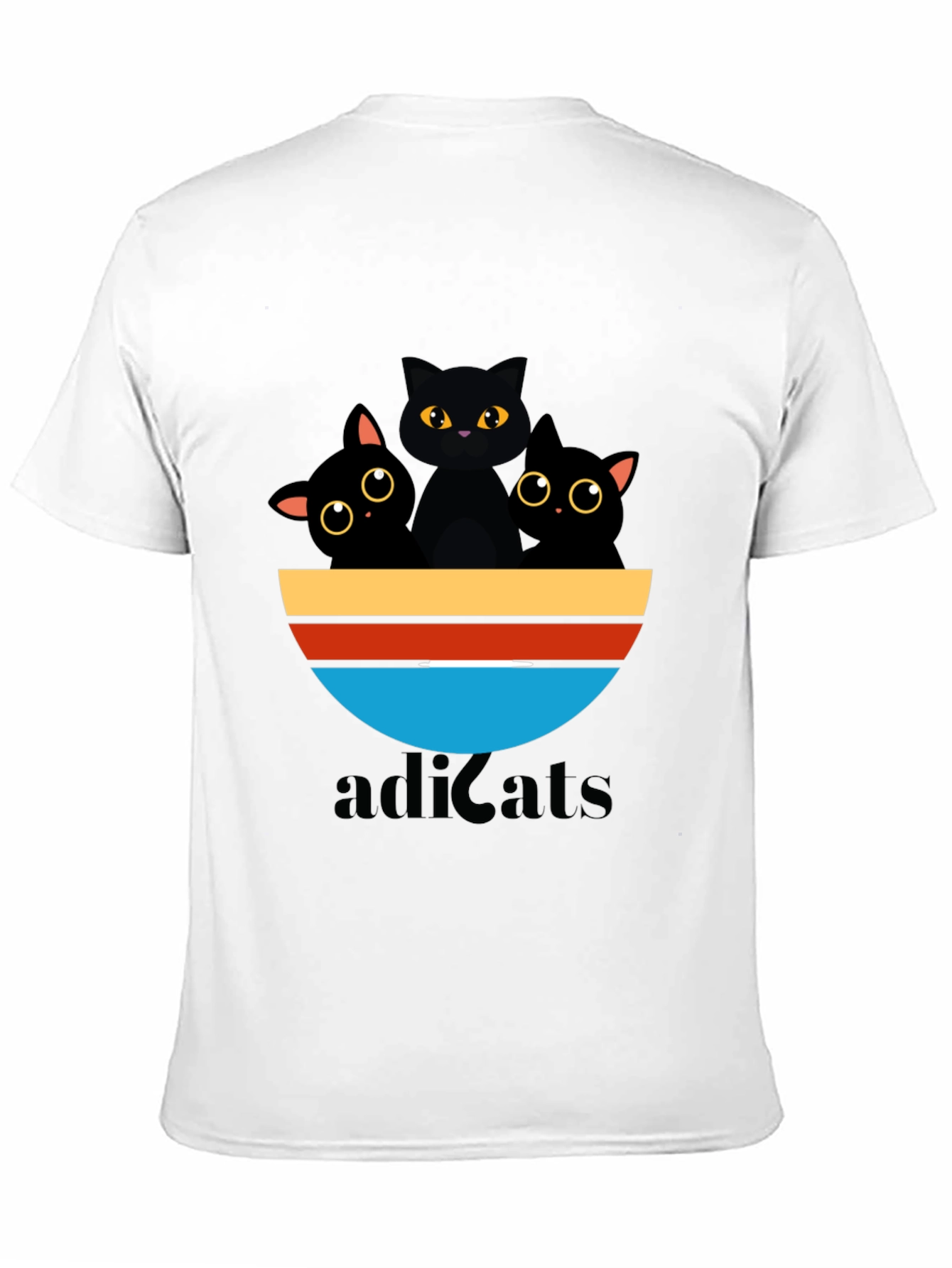 Adicats Graphic Tee - Black Cat Retro Style