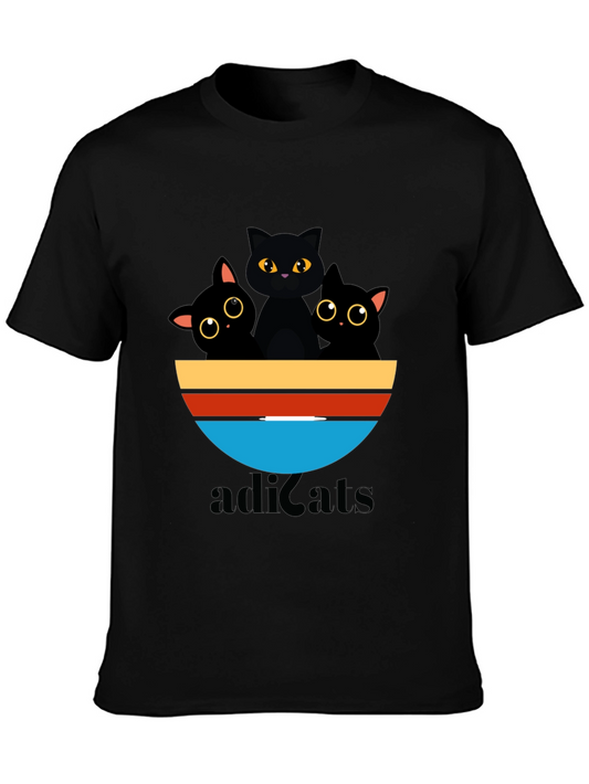 Adicats Graphic Tee - Black Cat Retro Style