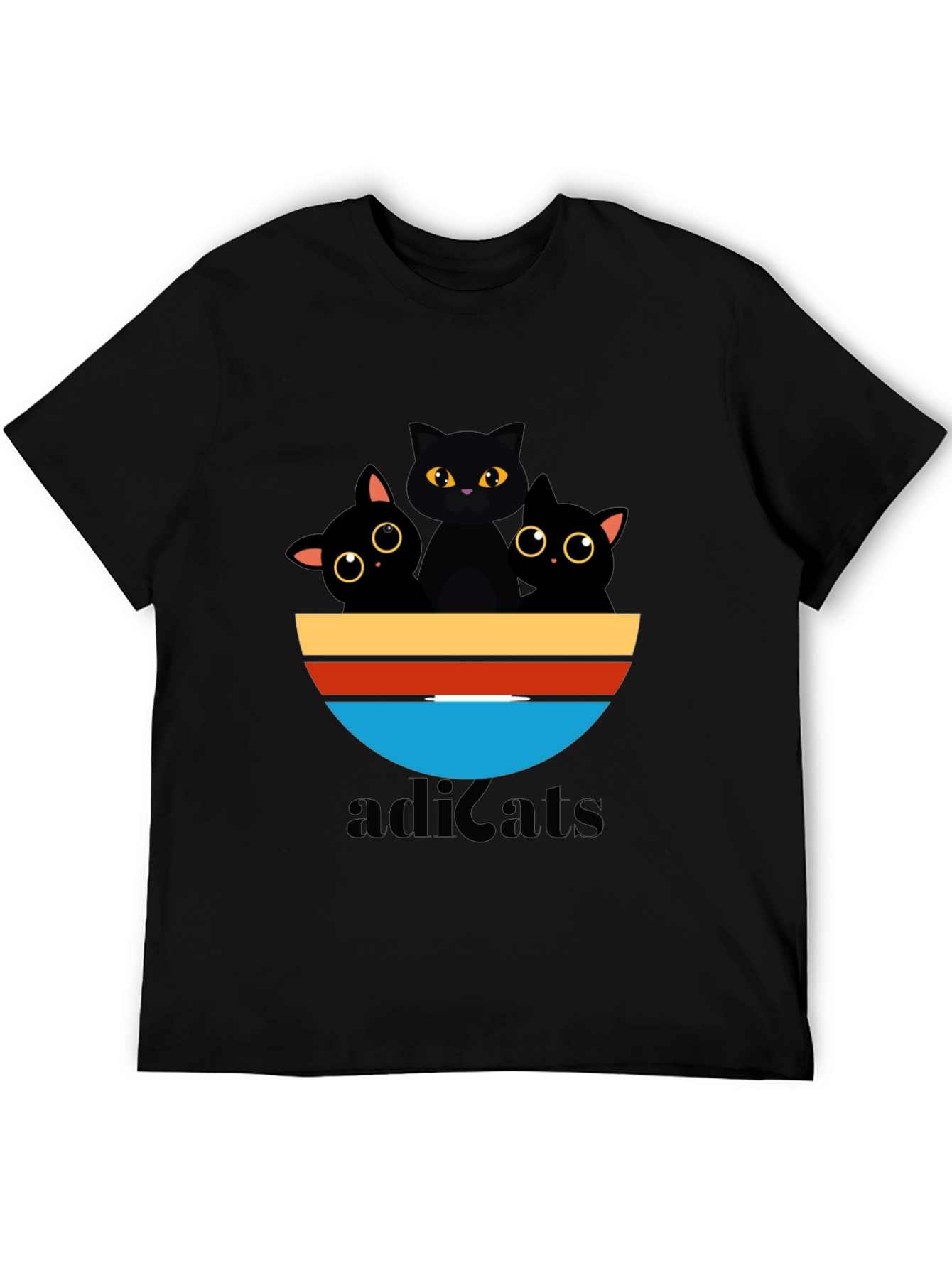 Adicats Graphic Tee - Black Cat Retro Style