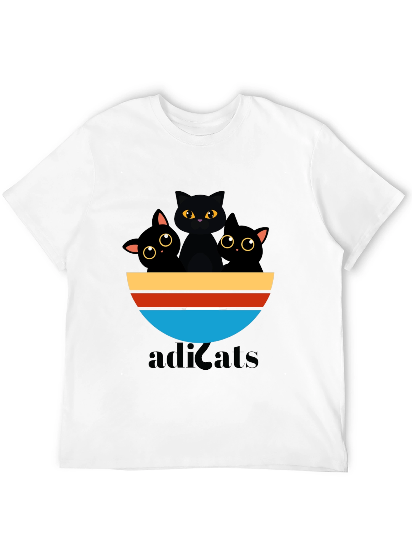Adicats Graphic Tee - Black Cat Retro Style